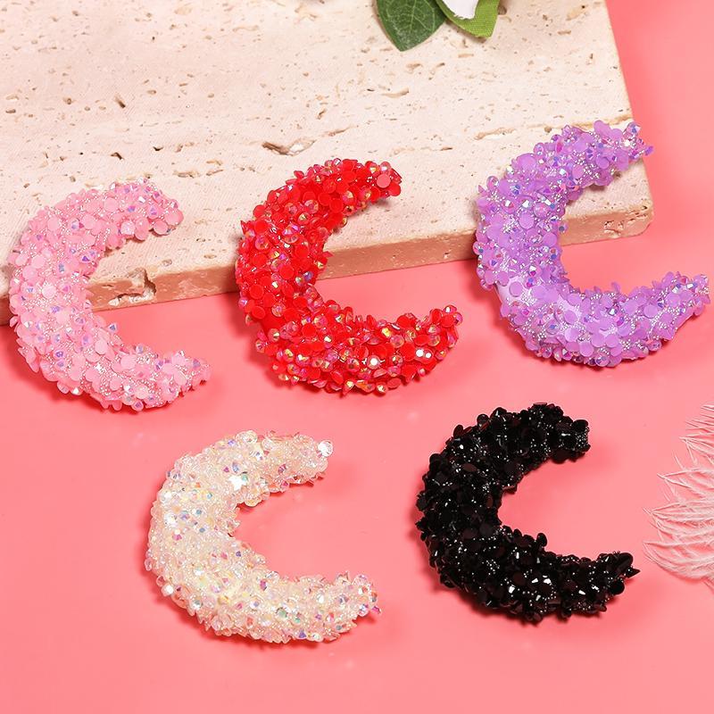 【B133】10pcs Colorful Big Moon Resin Rhinestone Beads