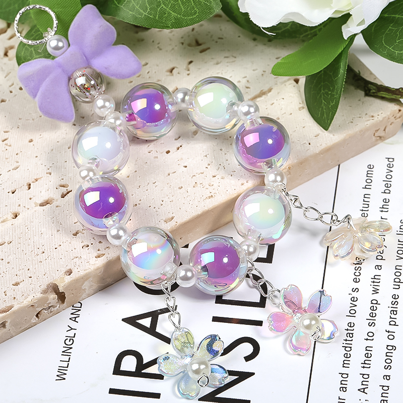【B111】200pcs UV five-petal flower diy beads are  Acrylic Beads, AB Color Plated, Flower -JPM