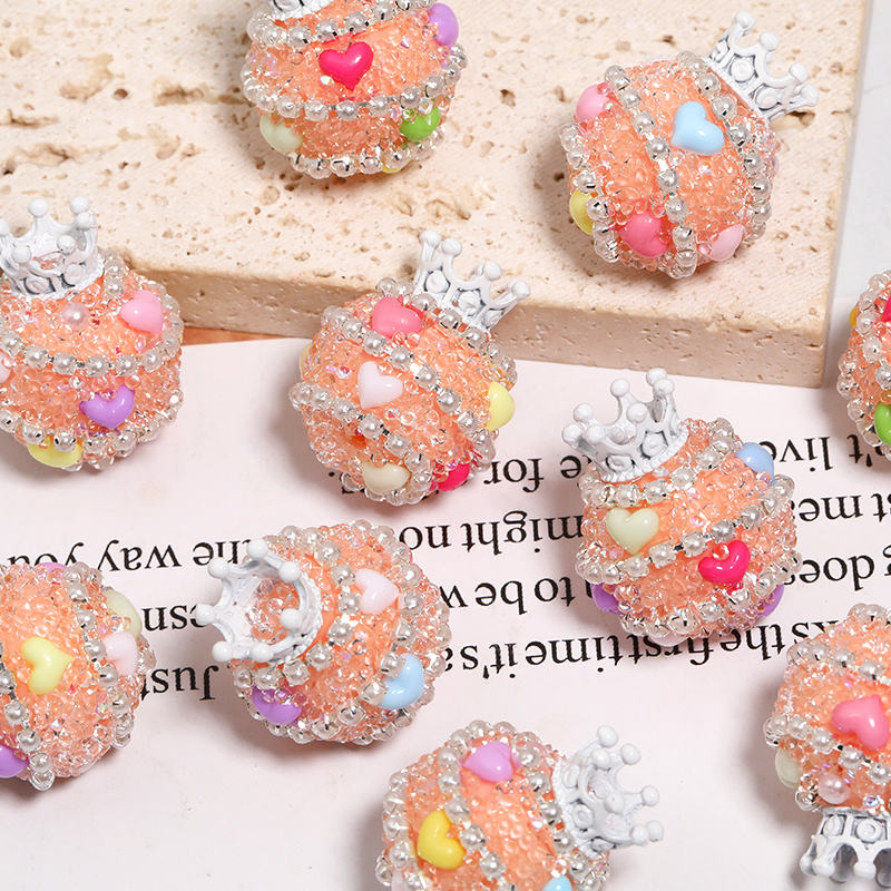 【B117】10pcs  Crown Acrylic Sugar Beaded Pens  sugar beads  Diy Rhinestone Beads with pearl -JPM