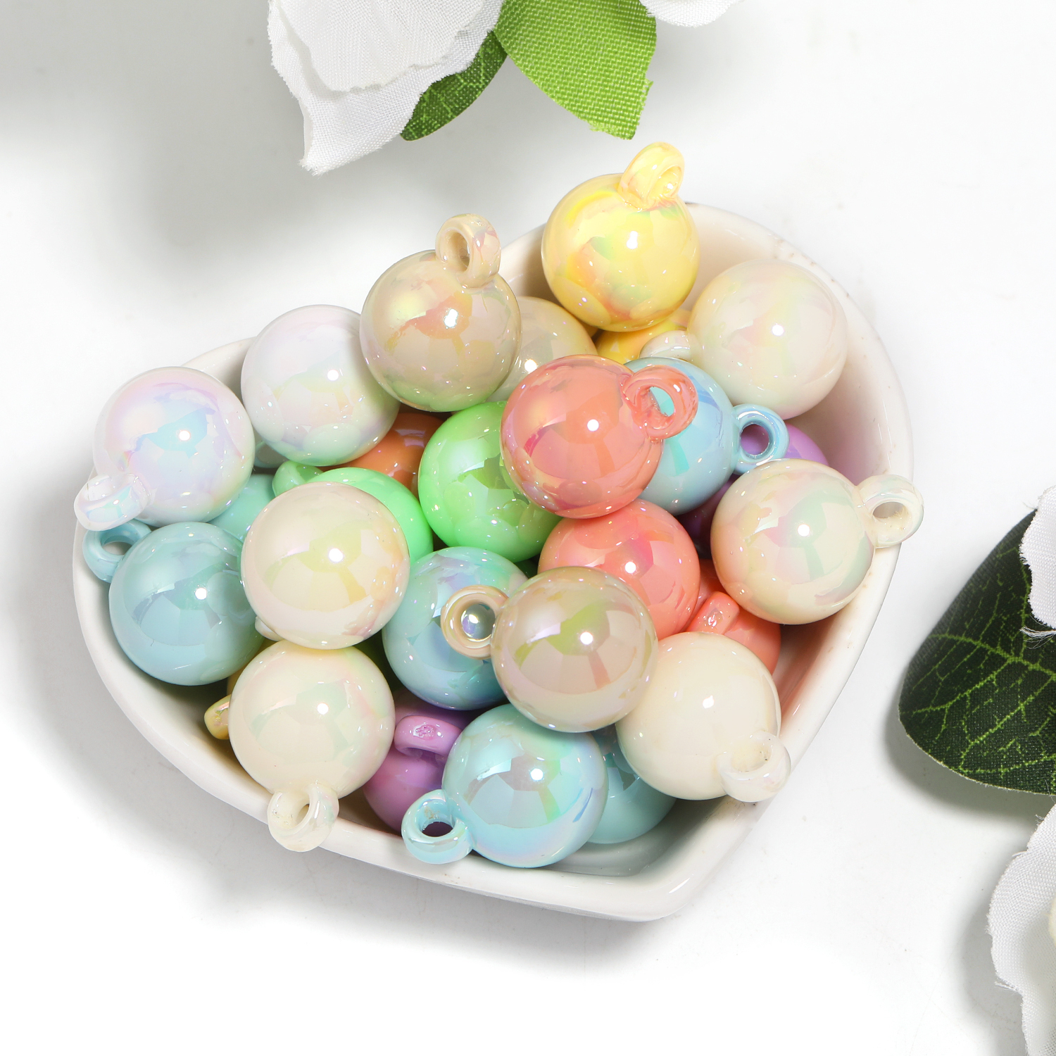 【B151】100pcs Luminous UV Plating Transparent Rainbow Iridescent Beads DIY-JPM