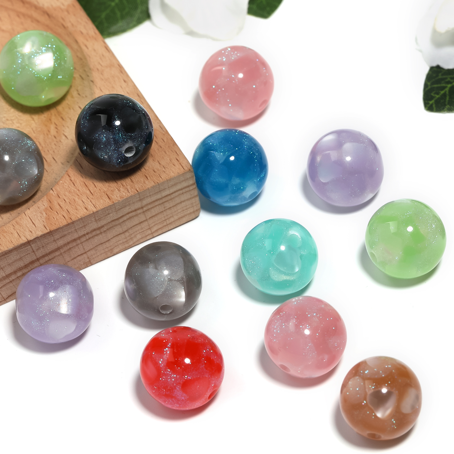 【B161】 50pcs  Multi-color mixing diy beads resin -JPM