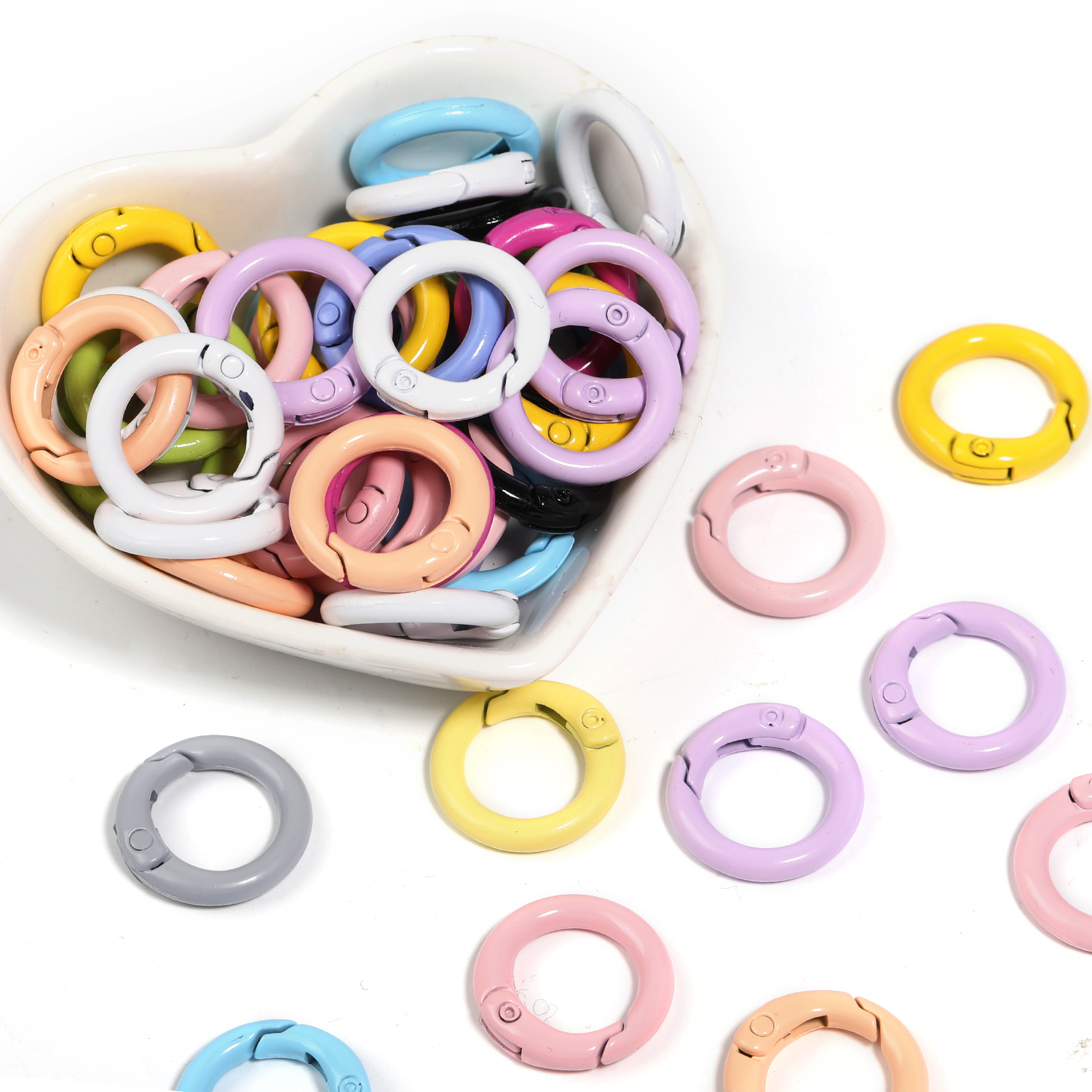 【A136】50pcs  Spray Painted Spring Gate Rings O Rings Round Clasp for Keychain-JPM