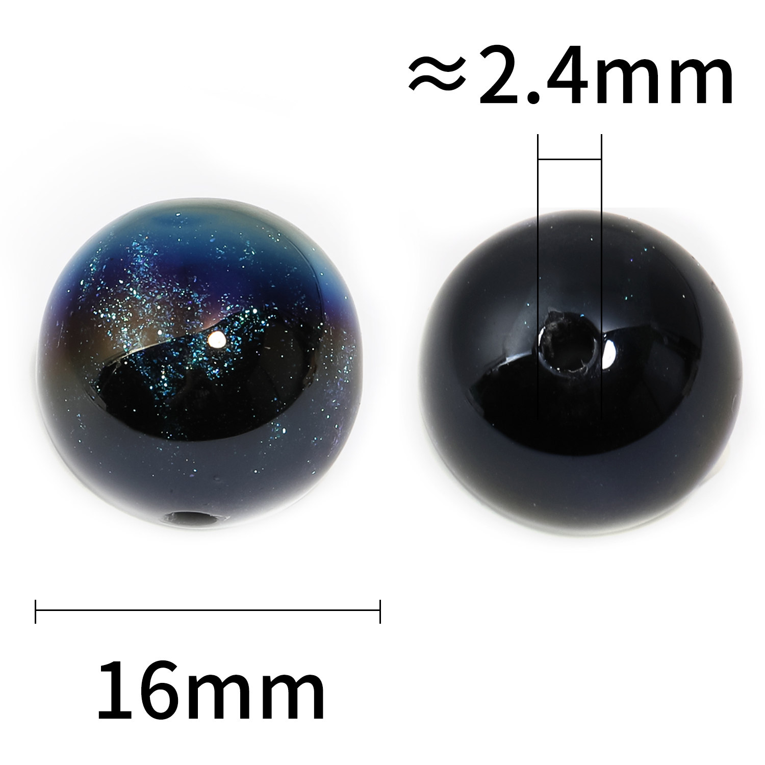 【B174】50pcs Resin Imitation Cat Eye Beads, Round, Mixed Color-JPM