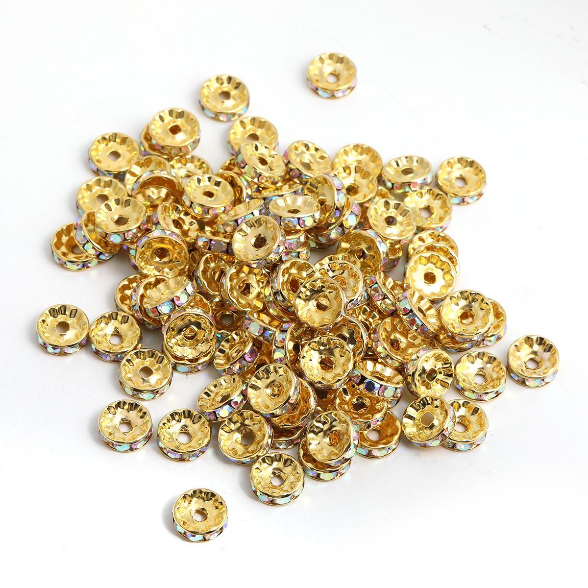 【B8】500pcs Rhinestone Spacer Beads for Jewelry Making, Rondelle Crystal -JPM