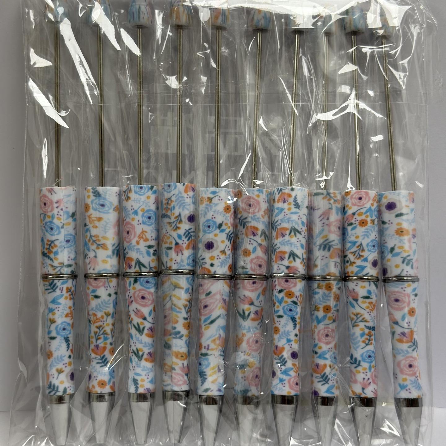 【P1】Beadable Pens Bulk Plastic Bead Ballpoint Pens for DIY 