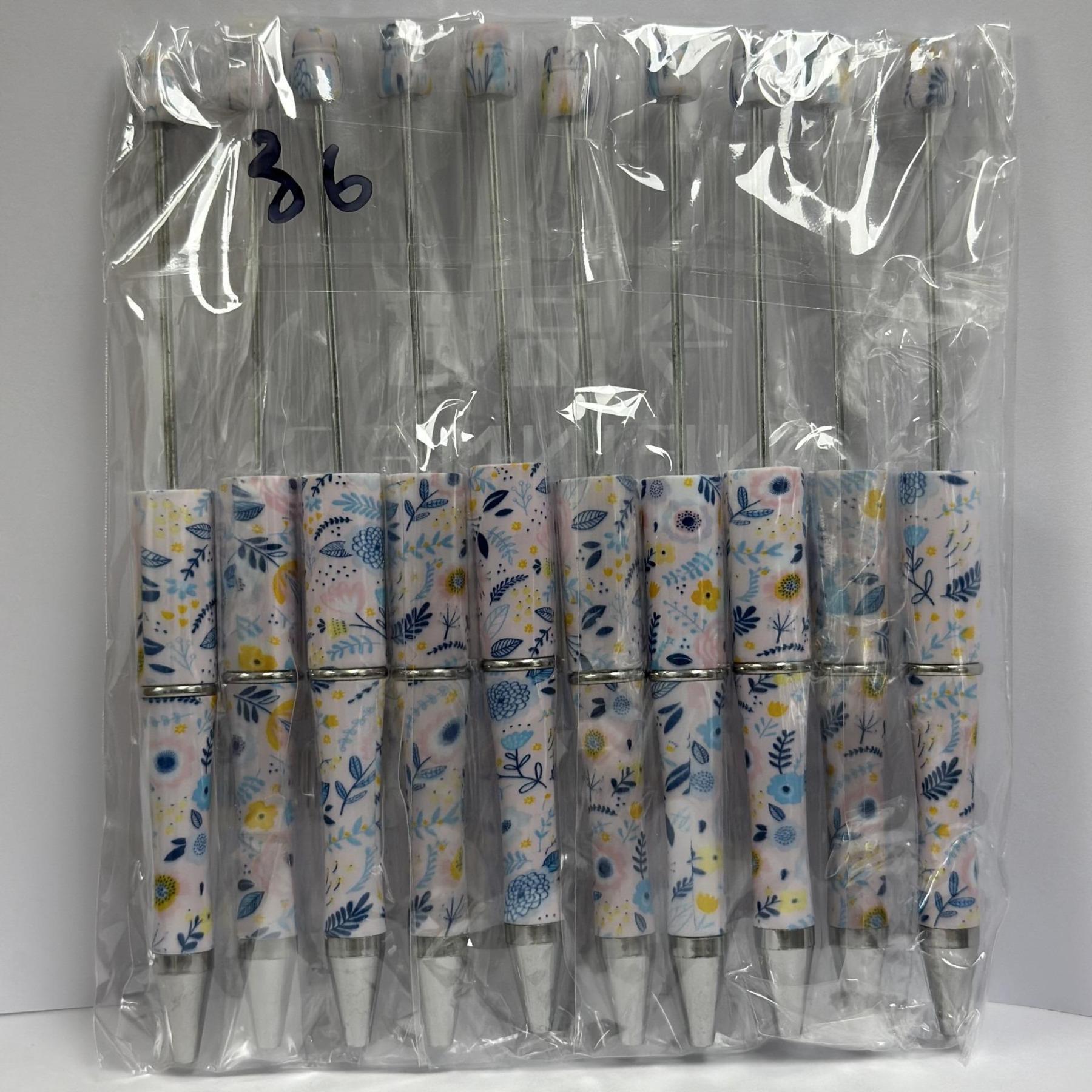 【P1】Beadable Pens Bulk Plastic Bead Ballpoint Pens for DIY 