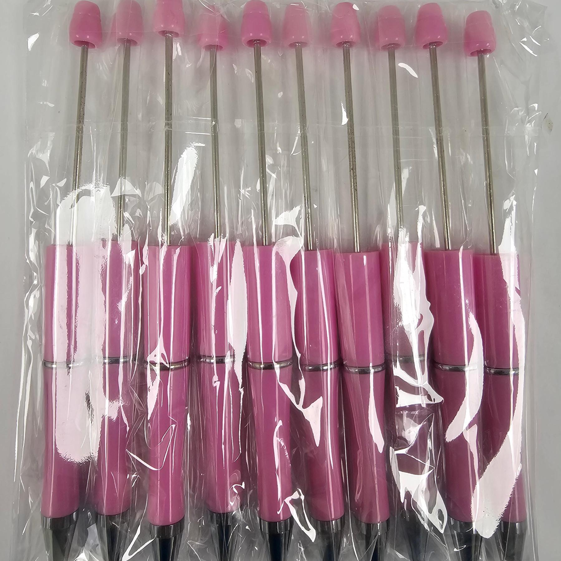 【P1】Beadable Pens Bulk Plastic Bead Ballpoint Pens for DIY 