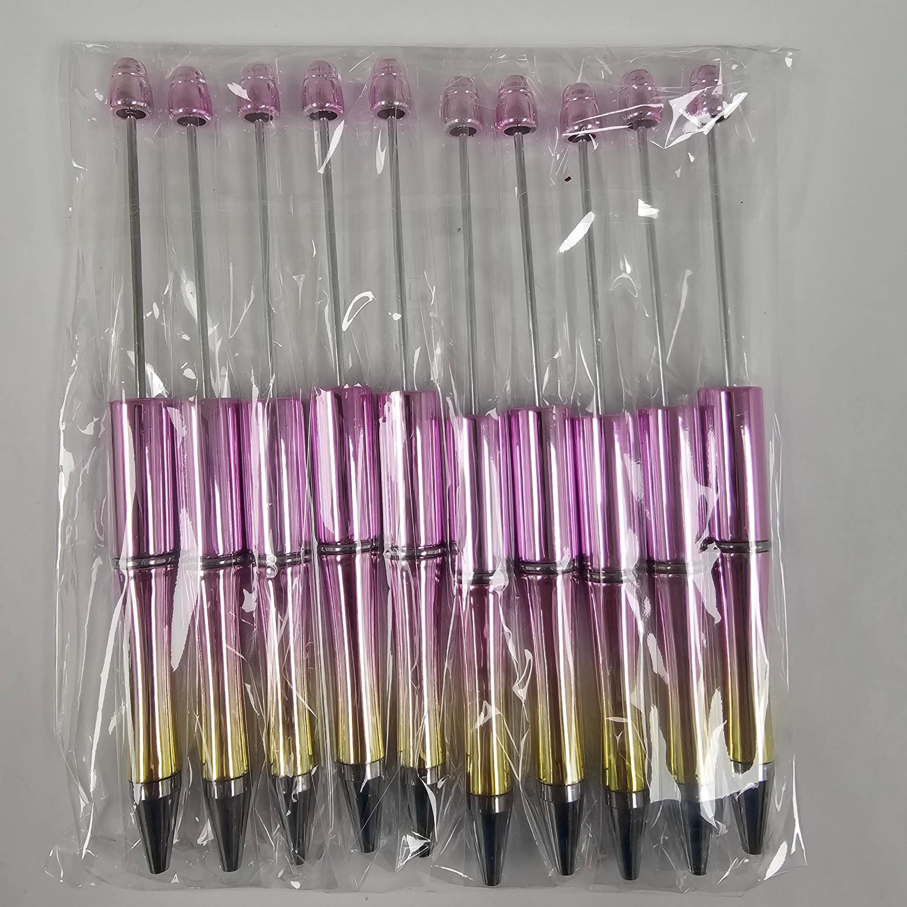【P1】Beadable Pens Bulk Plastic Bead Ballpoint Pens for DIY 