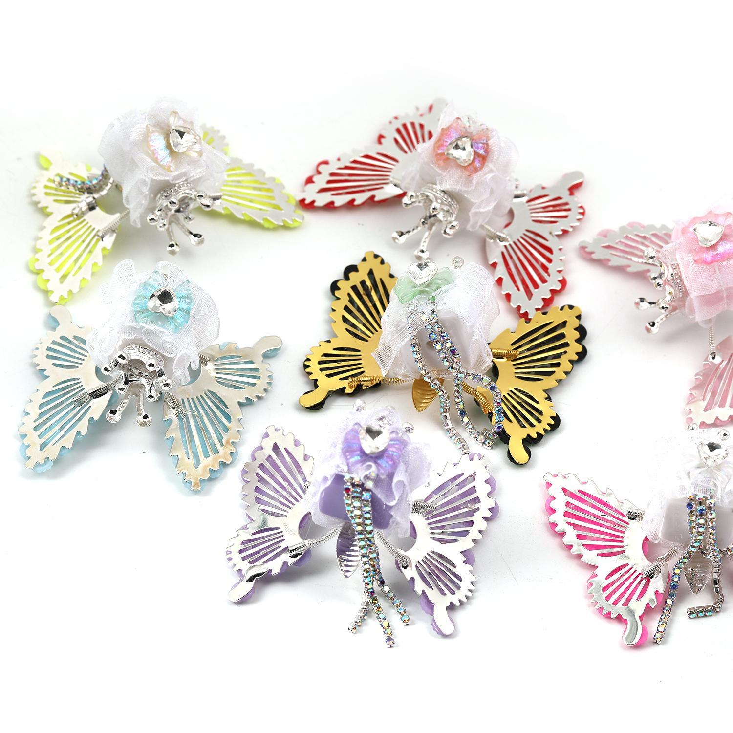 【B59】10pcs  Moving rhinestone butterfly diy pen jewelry-JPM