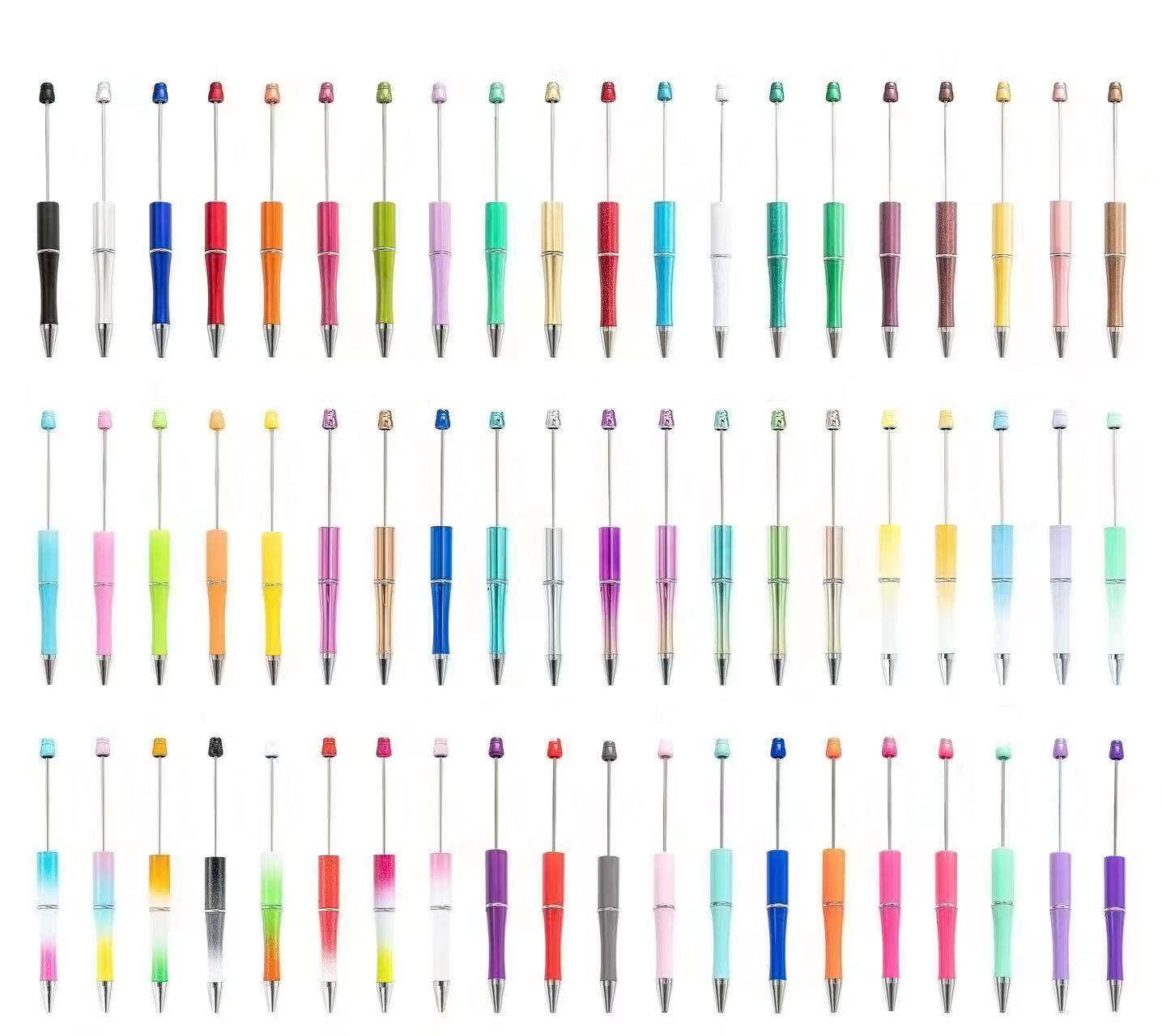 【P1】Beadable Pens Bulk Plastic Bead Ballpoint Pens for DIY 