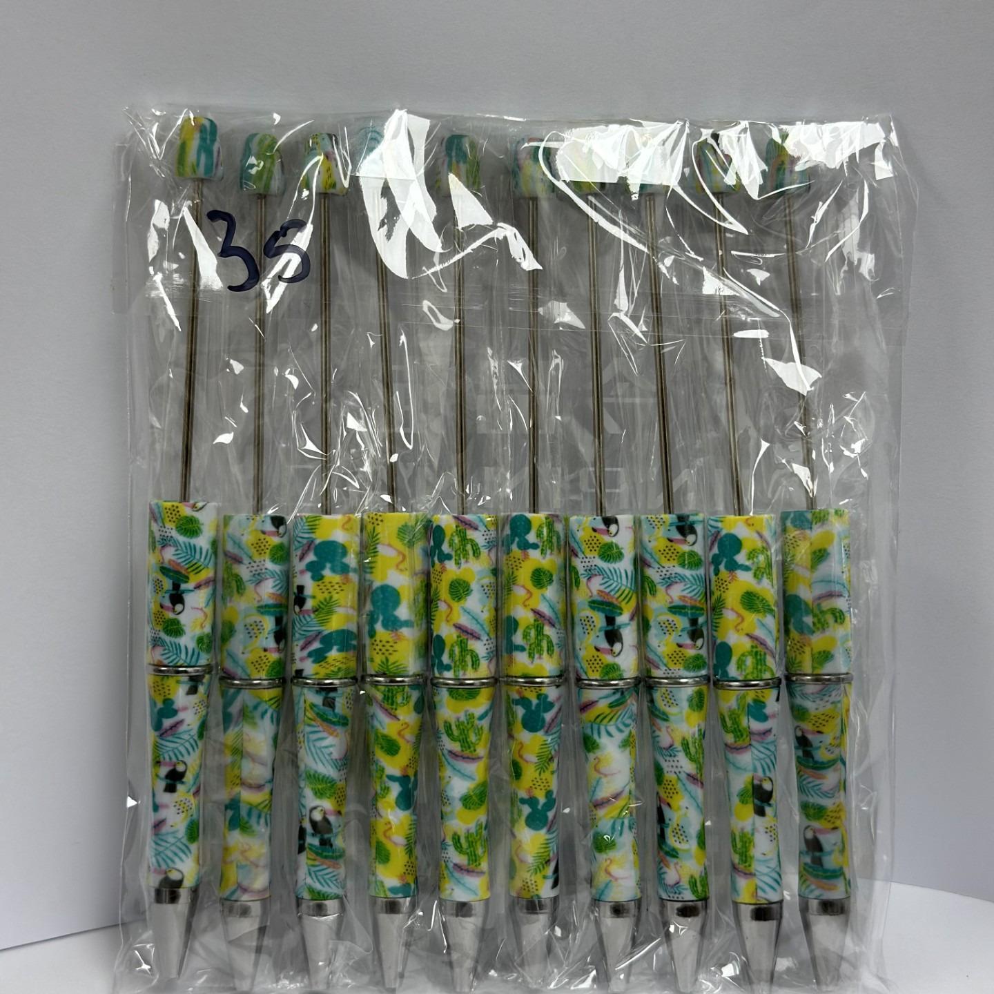 【P1】Beadable Pens Bulk Plastic Bead Ballpoint Pens for DIY 