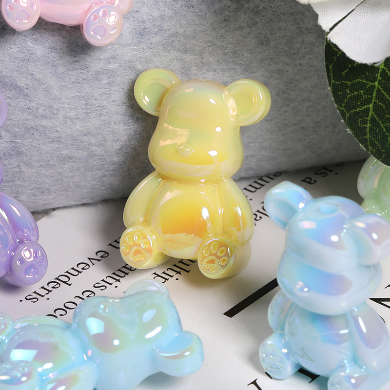 【B119】50pcs  Mixed Solid Color Smooth Surface Bear Shaped Beads With Straight Hole For Diy -JPM