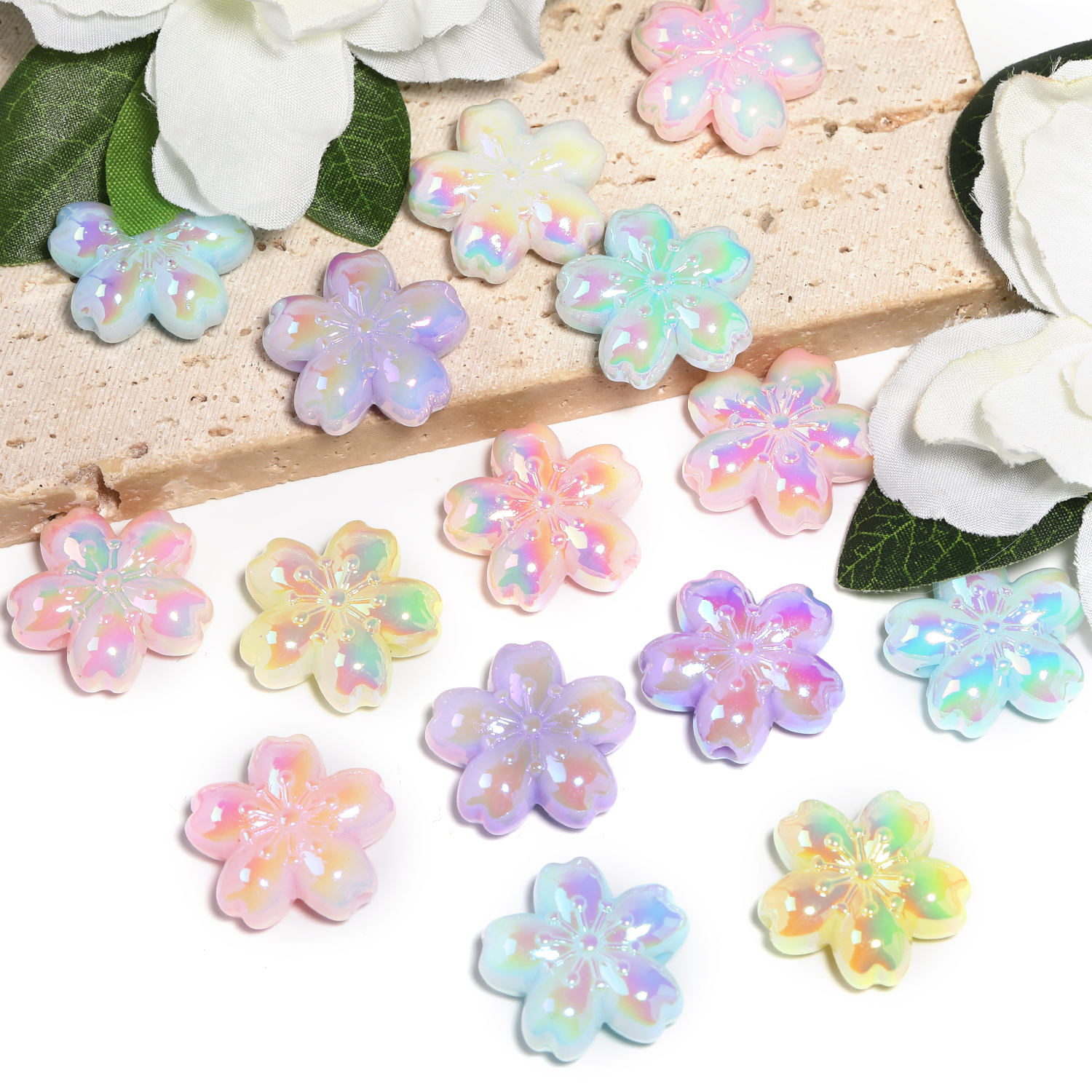 【B167】 Acrylic Enamel Cherry Blossom Flower Beads for Handmade DIY-JPM