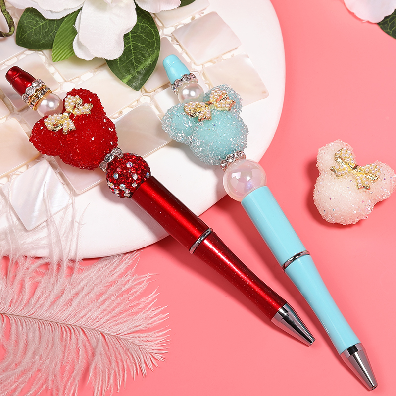 【B109】Mouse Head / Heart With Metal Gold/Pearls Bow Gummy Sugar Beads-JPM