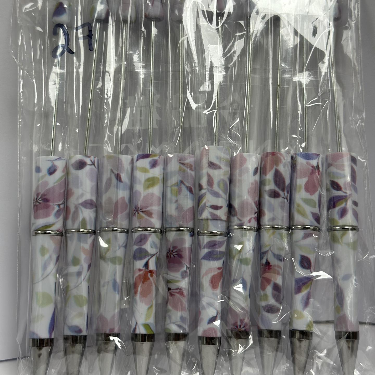 【P1】Beadable Pens Bulk Plastic Bead Ballpoint Pens for DIY 