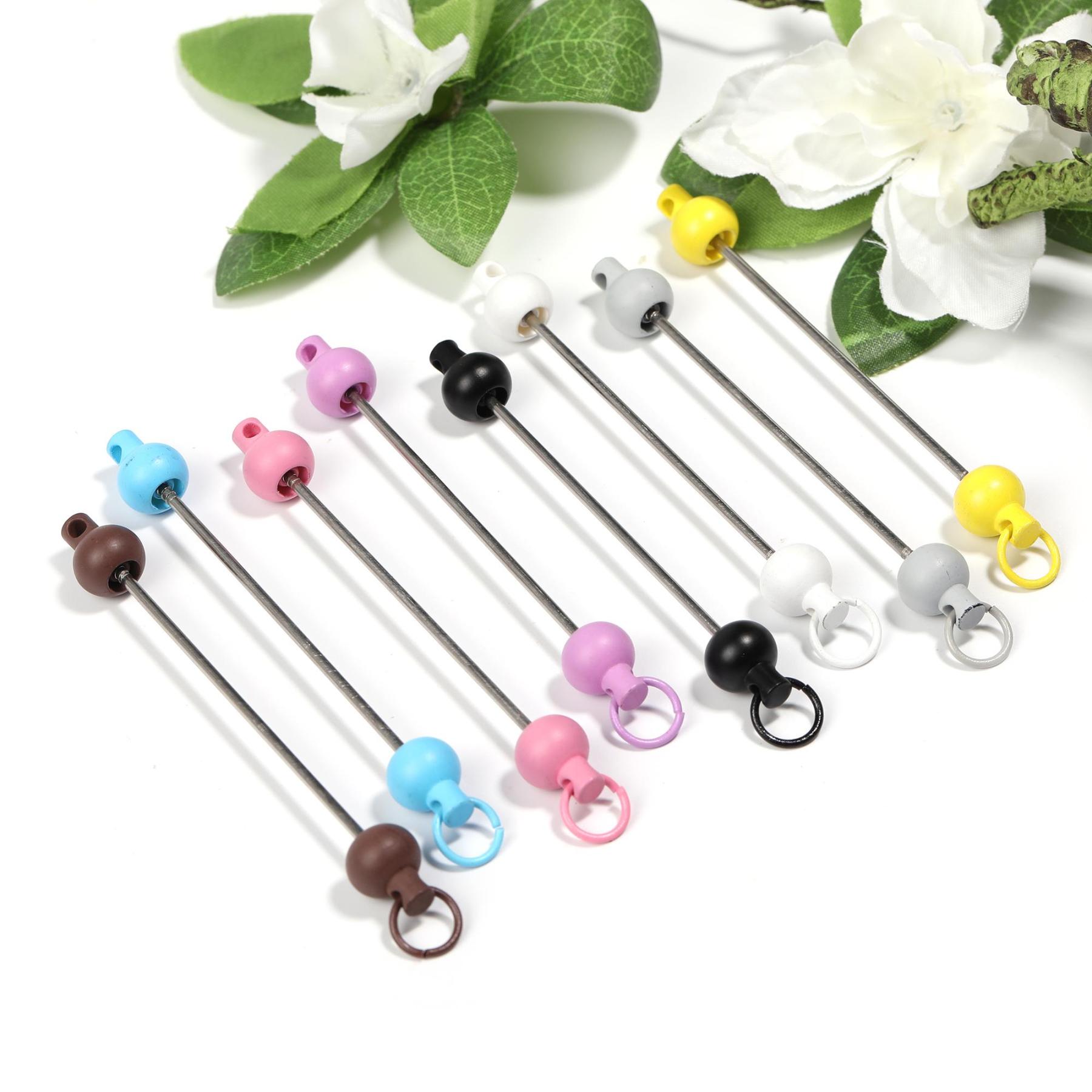 【P243】 5PCS Creative handmade beaded keychain accessory pendant with beaded stick-JPM
