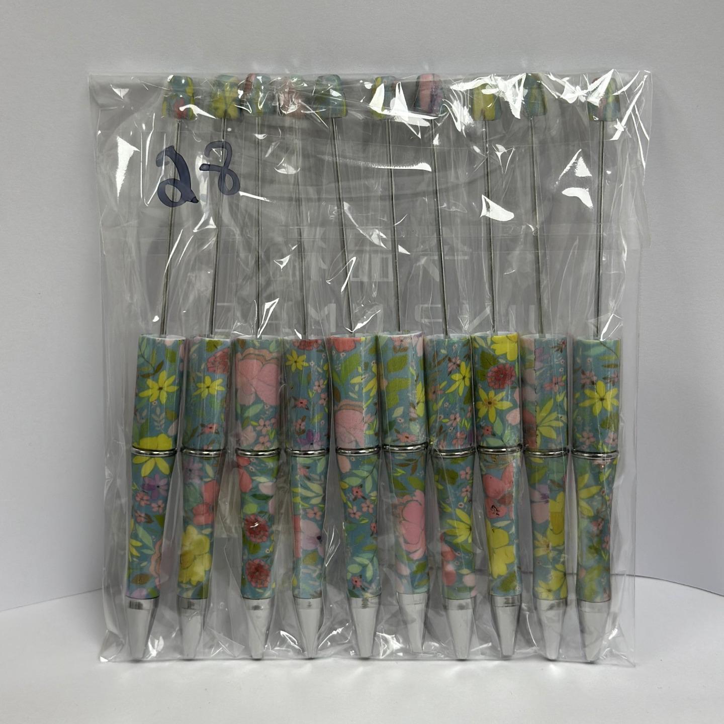 【P1】Beadable Pens Bulk Plastic Bead Ballpoint Pens for DIY 