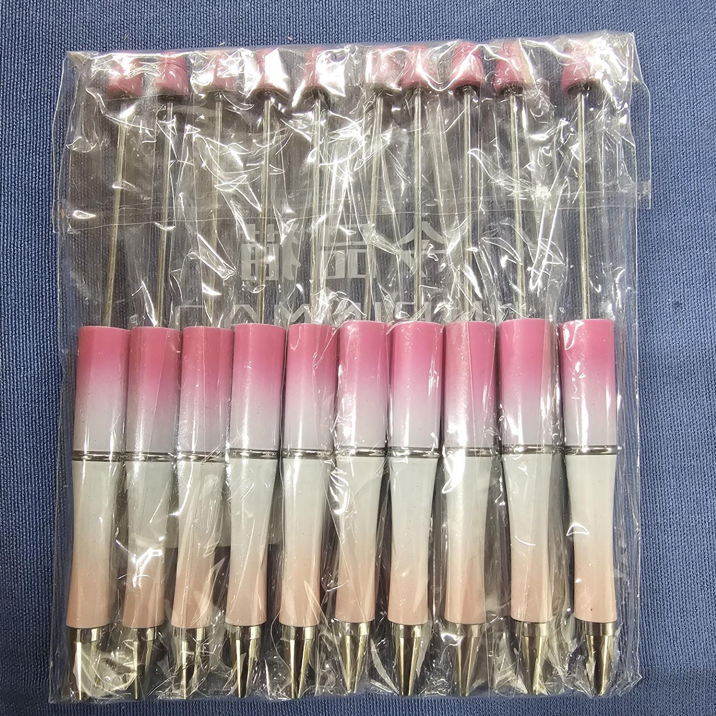 【P1】Beadable Pens Bulk Plastic Bead Ballpoint Pens for DIY 