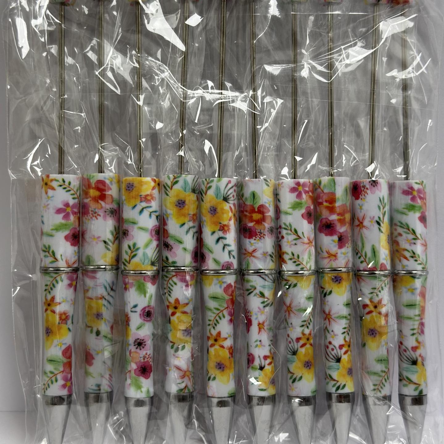【P1】Beadable Pens Bulk Plastic Bead Ballpoint Pens for DIY 