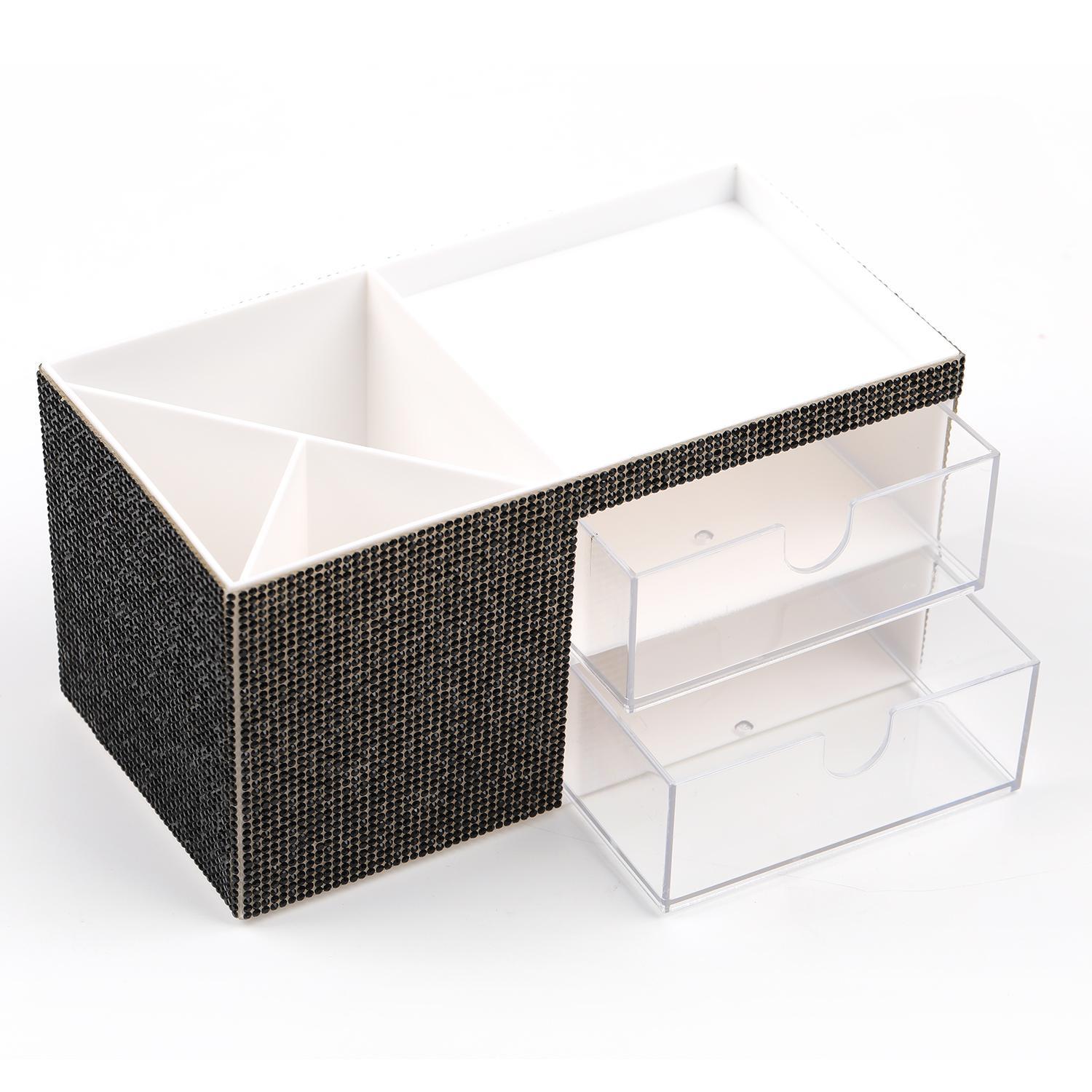 【B25】Rhinestone drawer table plastic stationery and cosmetics storage box Organiser-JPM