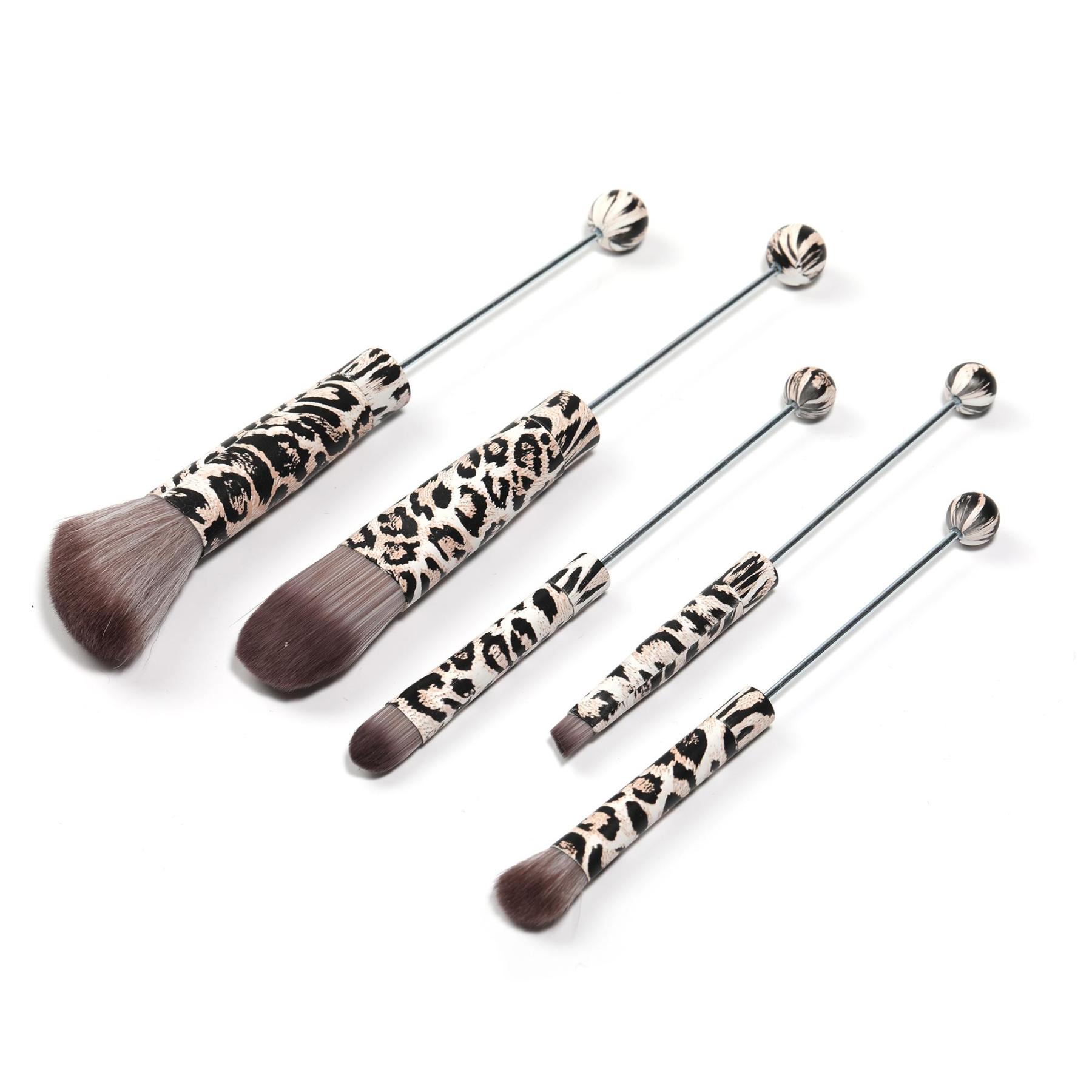 【M4】5 DIY beaded metal handle makeup brushes, contour brush, concealer brush, eye shadow brush