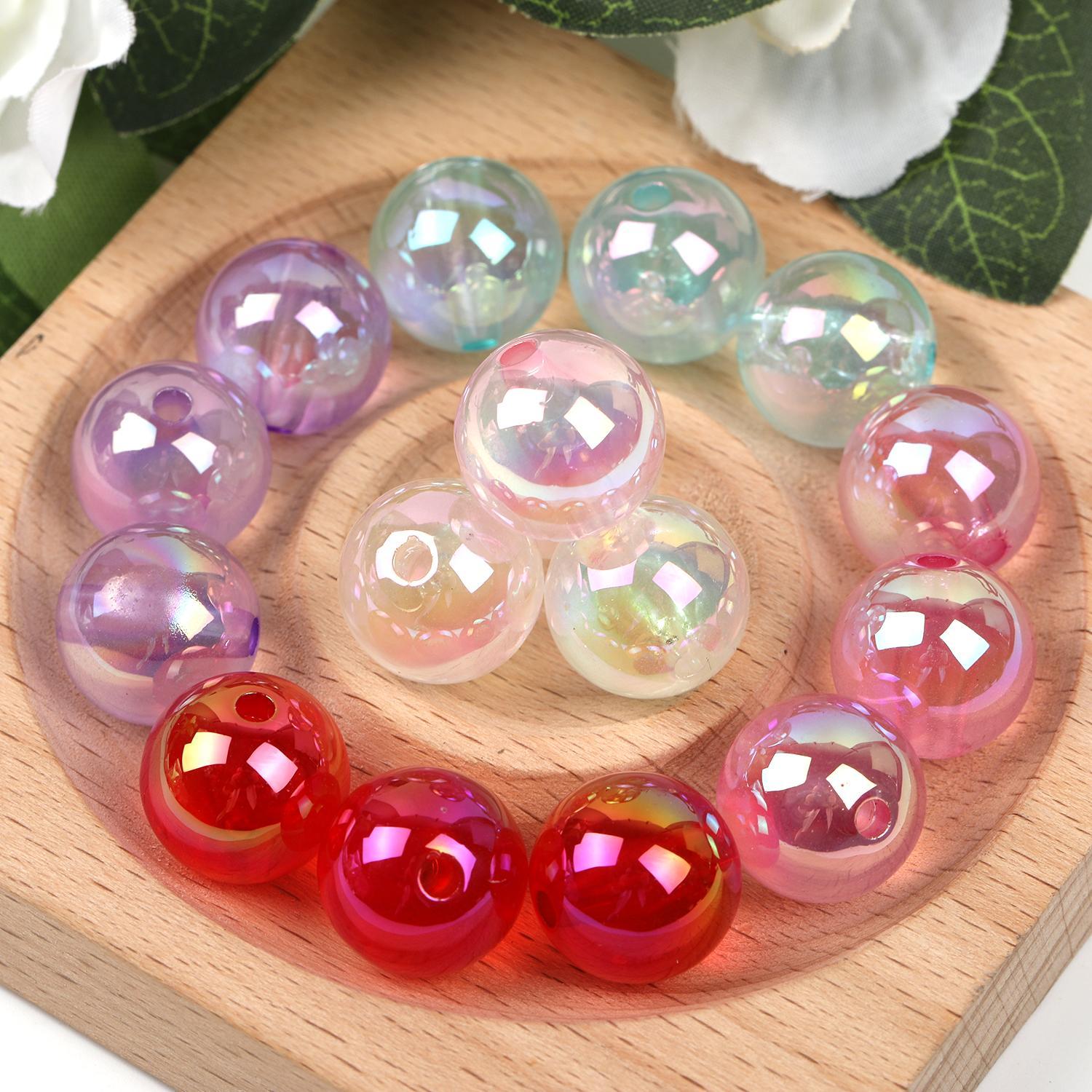 【B49】Qty 100pcs 16mm luminous round beads straight hole diy -JPM