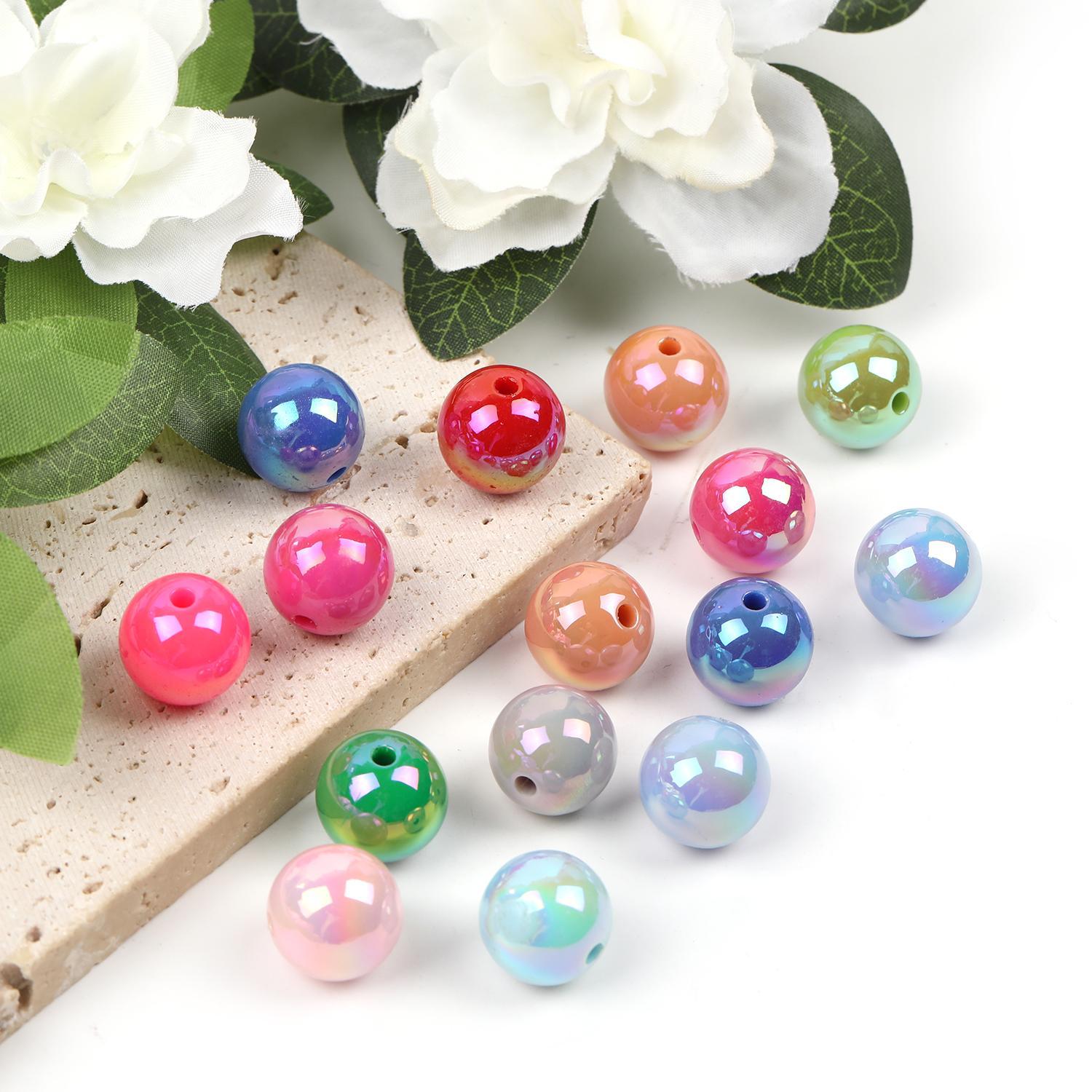 【B51】  100pcs beads 16mmUV plated straight hole diy -JPM