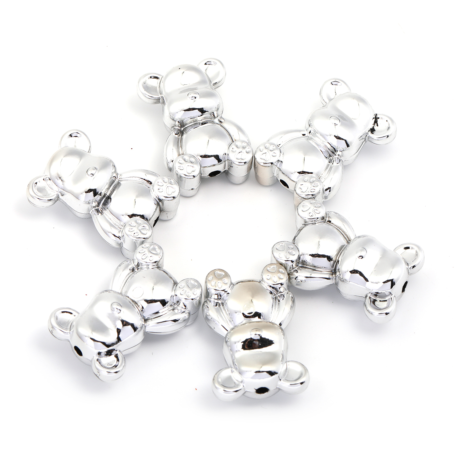 【B119】50pcs  Mixed Solid Color Smooth Surface Bear Shaped Beads With Straight Hole For Diy -JPM