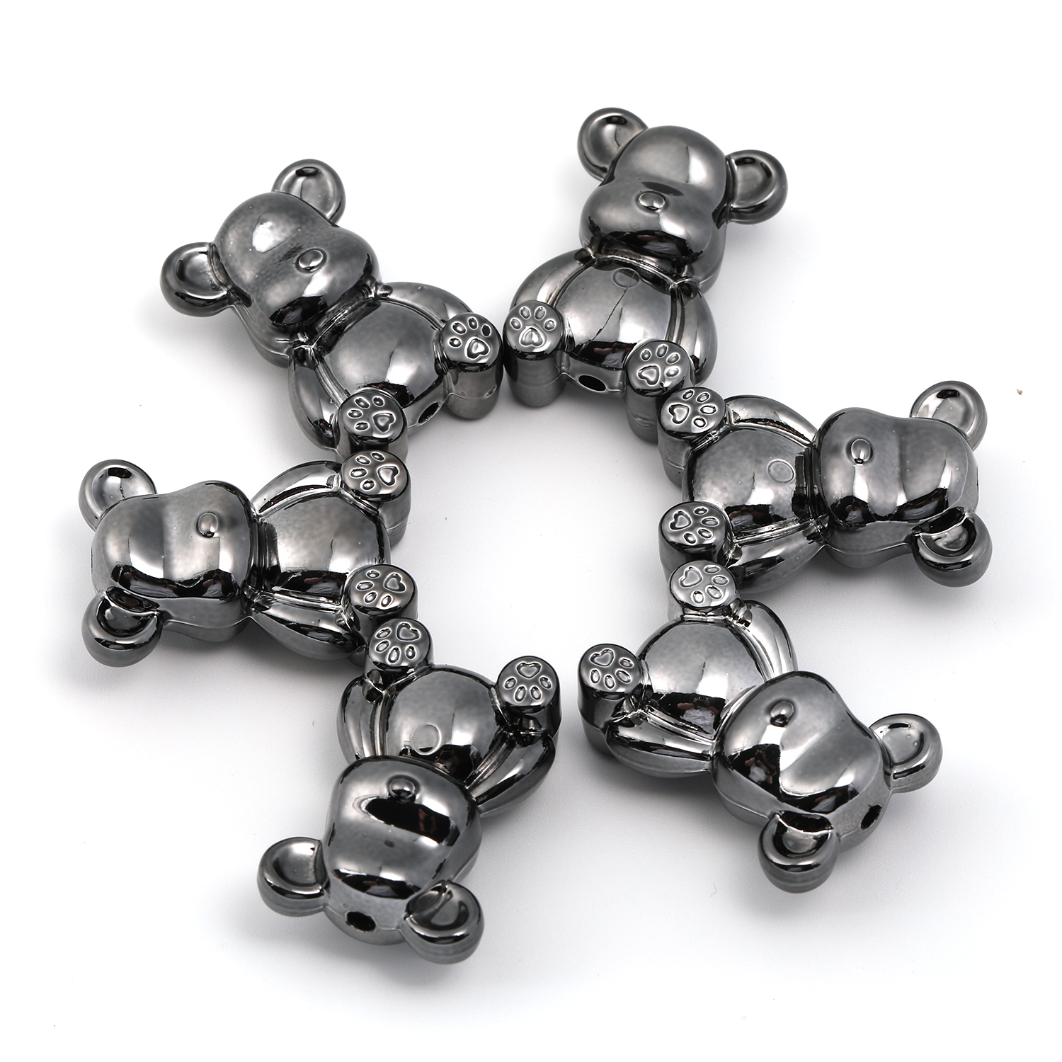 【B119】50pcs  Mixed Solid Color Smooth Surface Bear Shaped Beads With Straight Hole For Diy -JPM