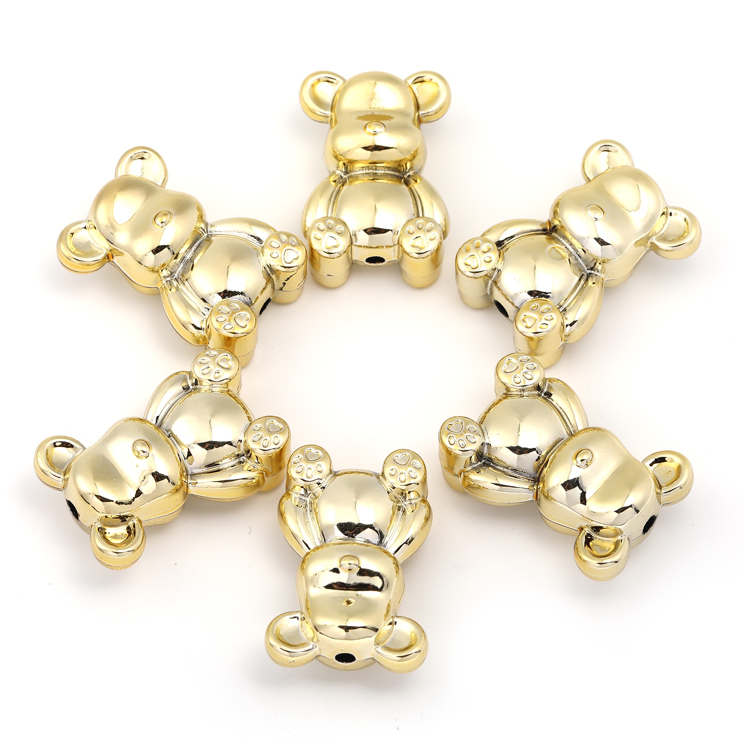 【B119】50pcs  Mixed Solid Color Smooth Surface Bear Shaped Beads With Straight Hole For Diy -JPM