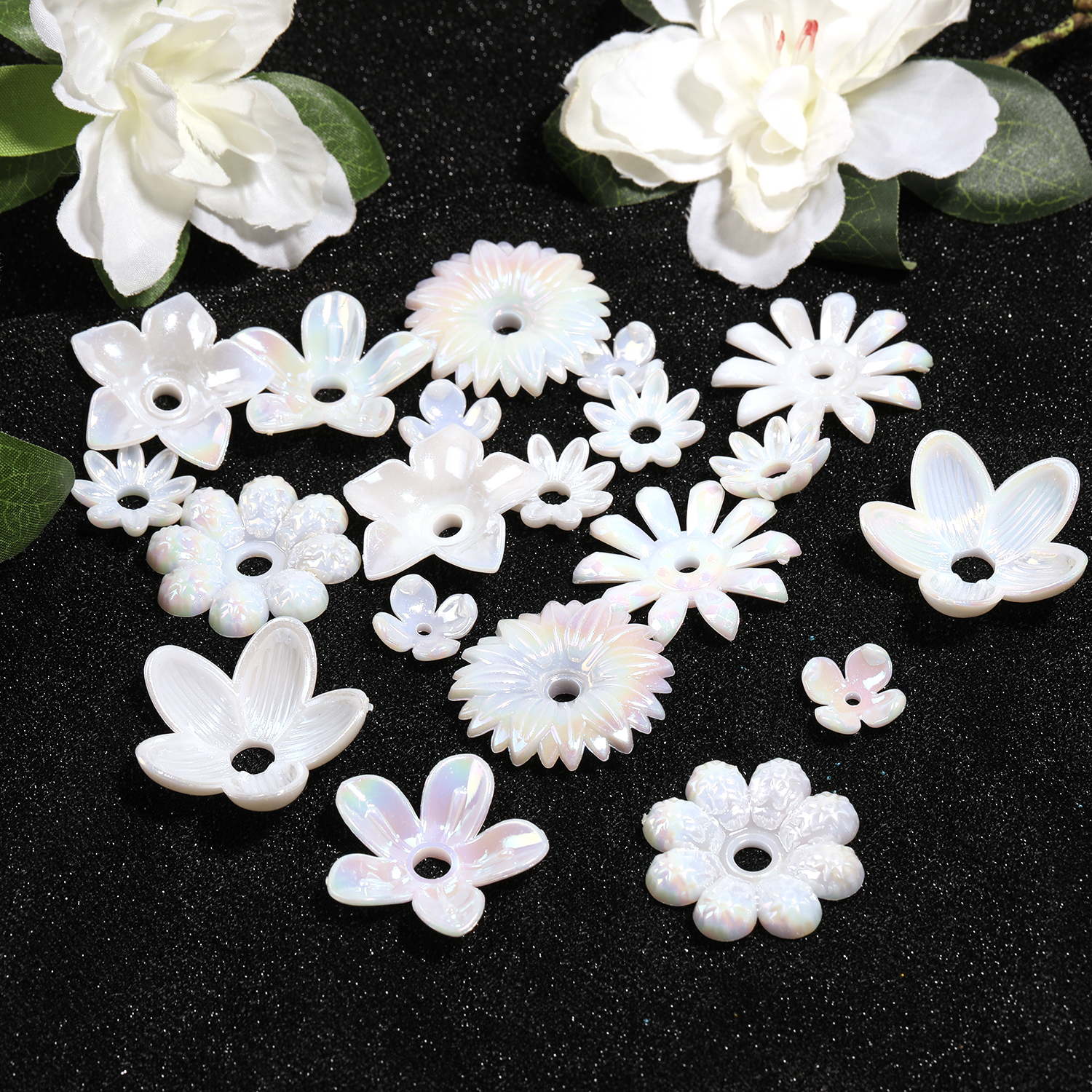 【B137】 ABS Pearl Bead Ivory Flower Beads DIY Scrapbook Handmade-JPM