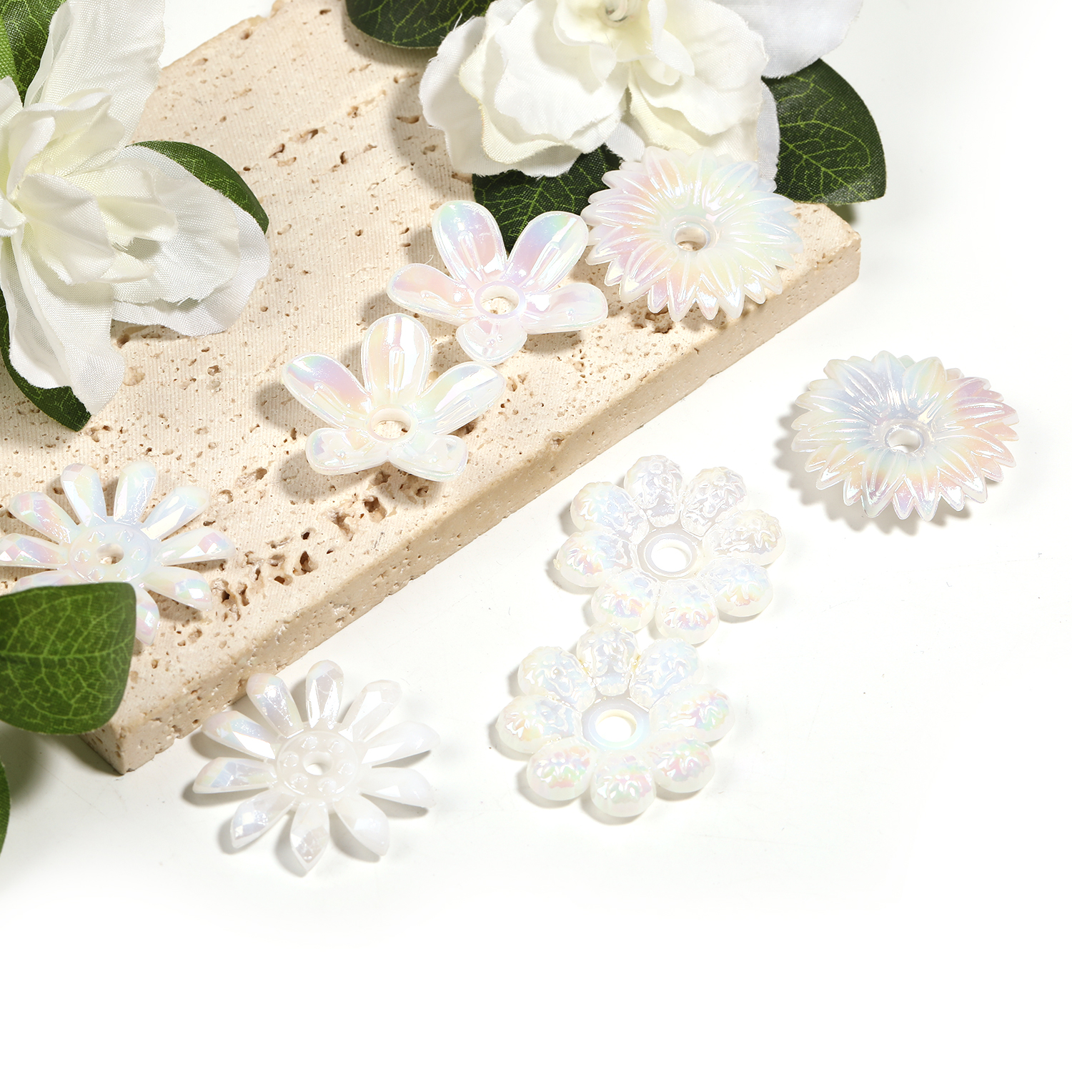 【B137】 ABS Pearl Bead Ivory Flower Beads DIY Scrapbook Handmade-JPM