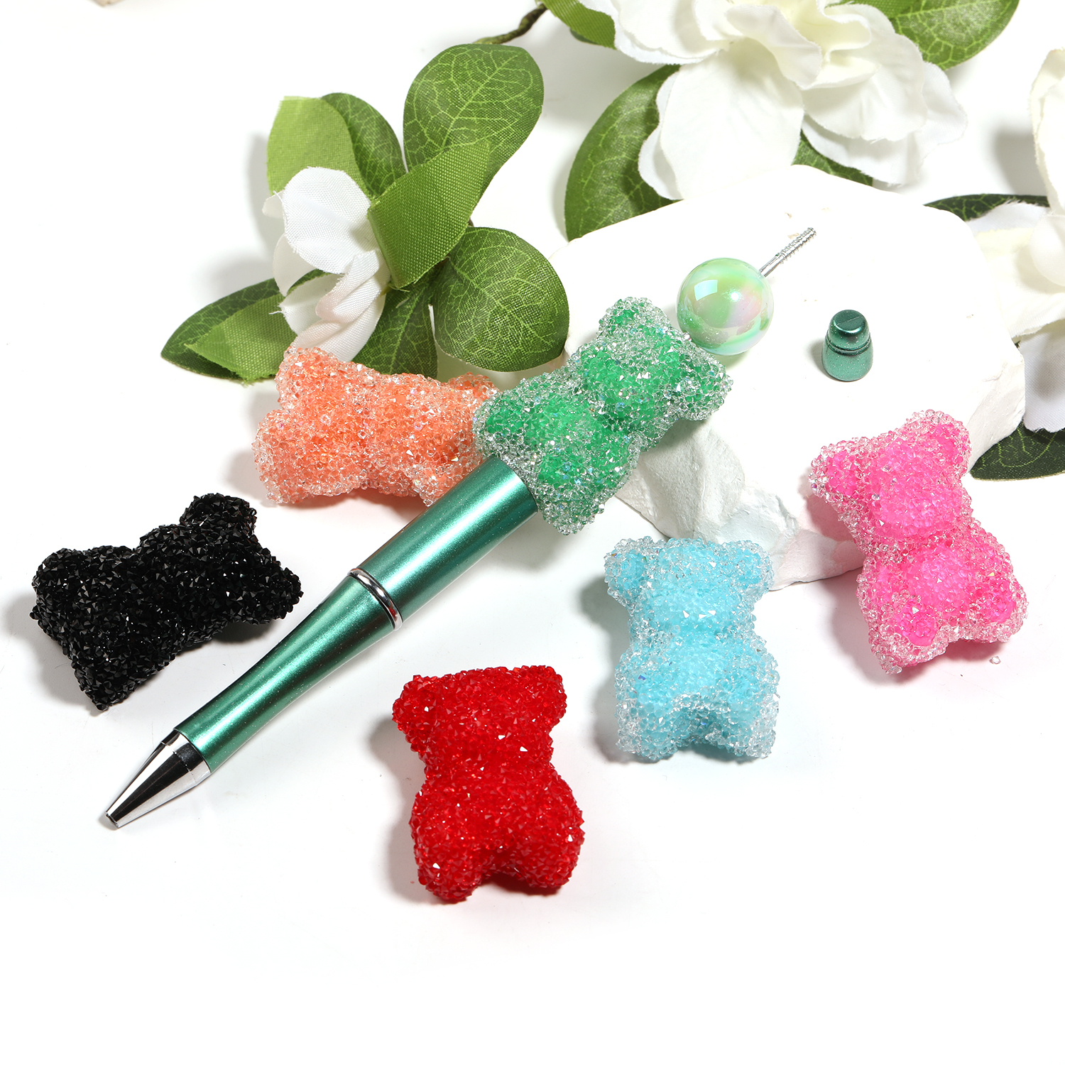 【B139】10pcs  Candy Color Bear Beads For Bracelet, Necklace, Jewelry Making Diy-JPM