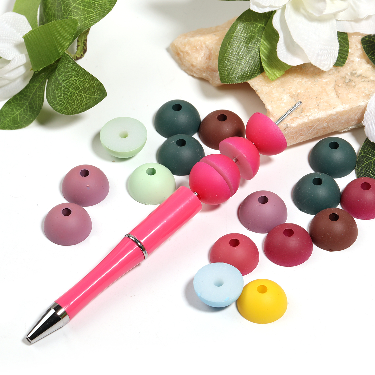 【B140】100pcs  Silicone Beads, Diy Bead Round  Beads-JPM