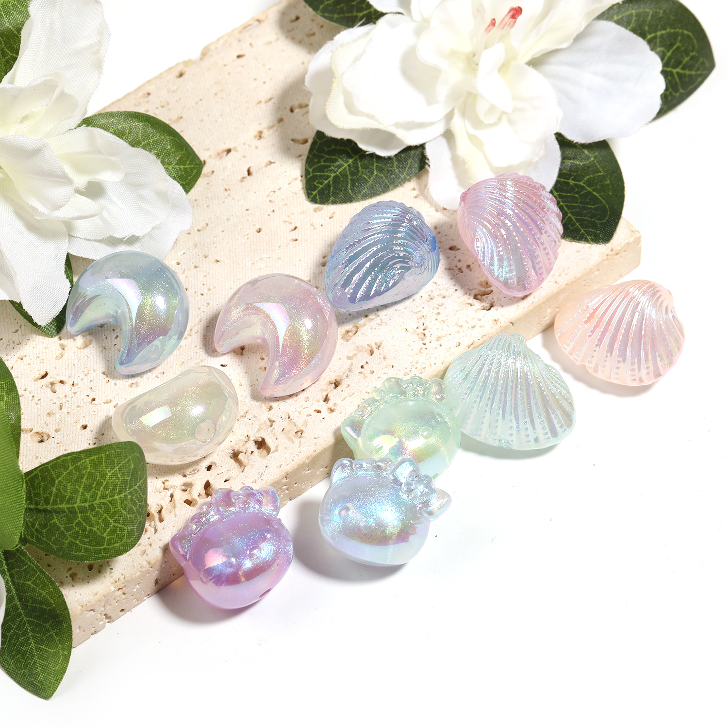 【B141】50pcs Gradient colorful shell shape beads for DIY-JPM