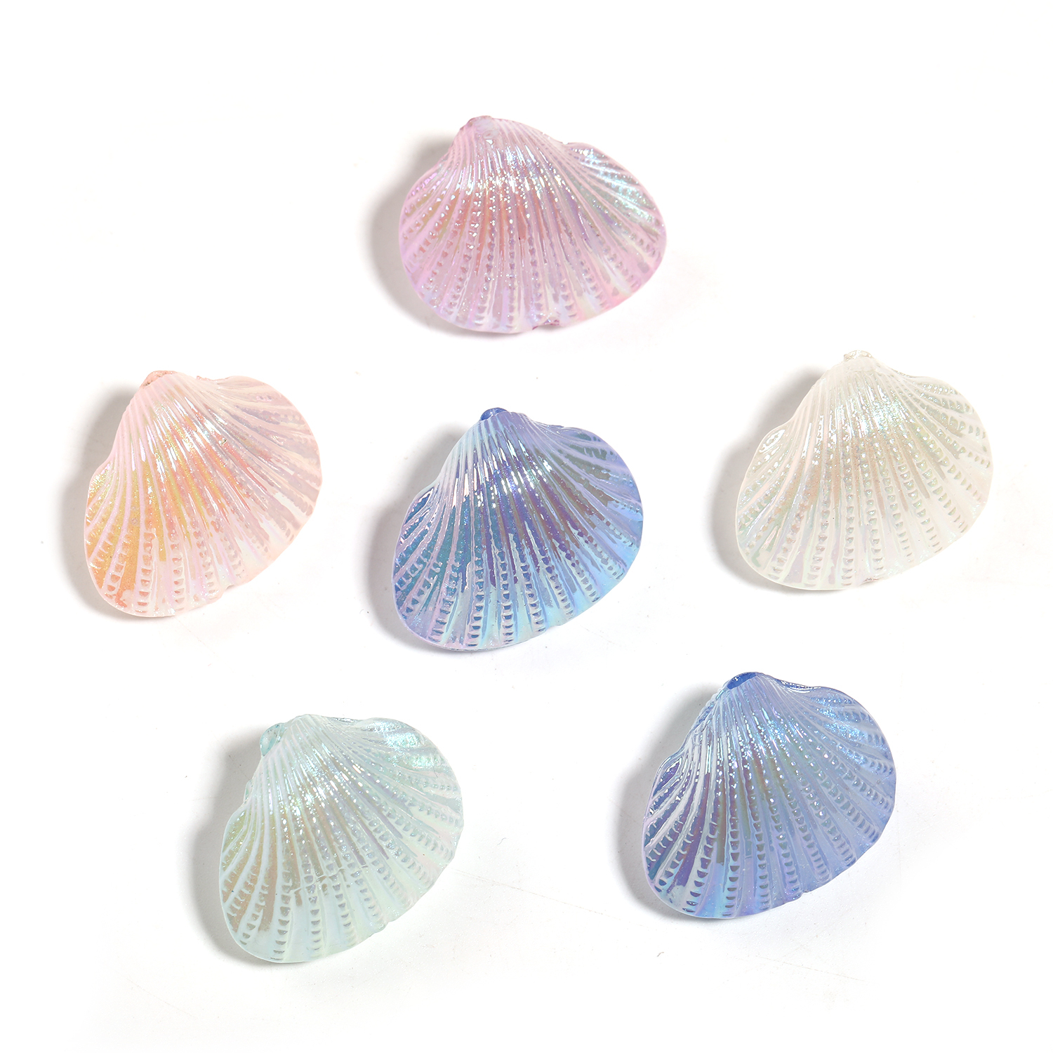 【B141】50pcs Gradient colorful shell shape beads for DIY-JPM