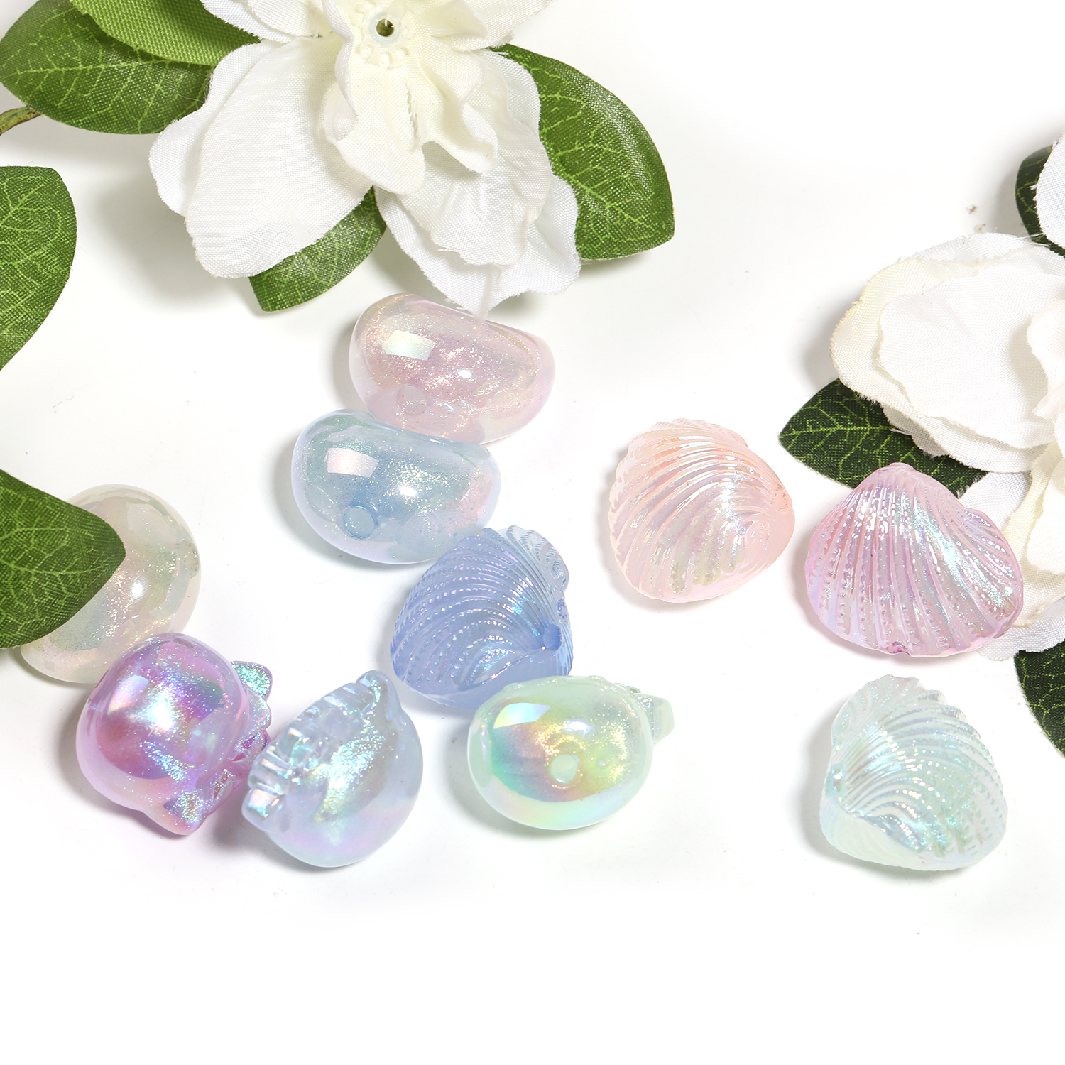 【B141】50pcs Gradient colorful shell shape beads for DIY-JPM