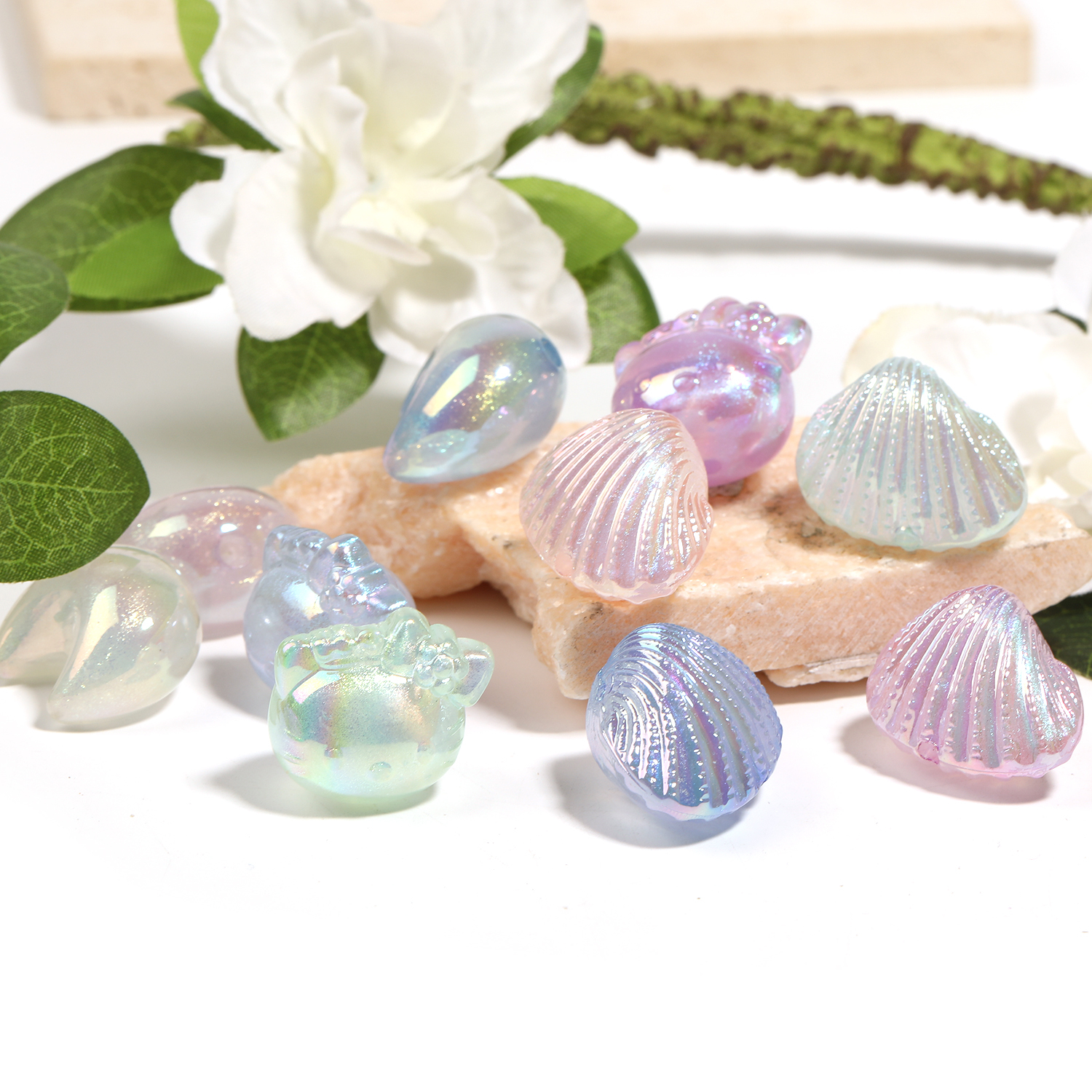 【B141】50pcs Gradient colorful shell shape beads for DIY-JPM