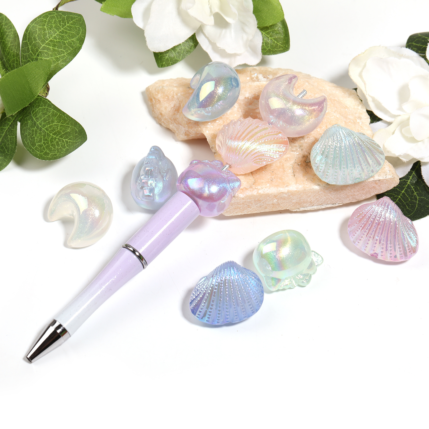 【B141】50pcs Gradient colorful shell shape beads for DIY-JPM