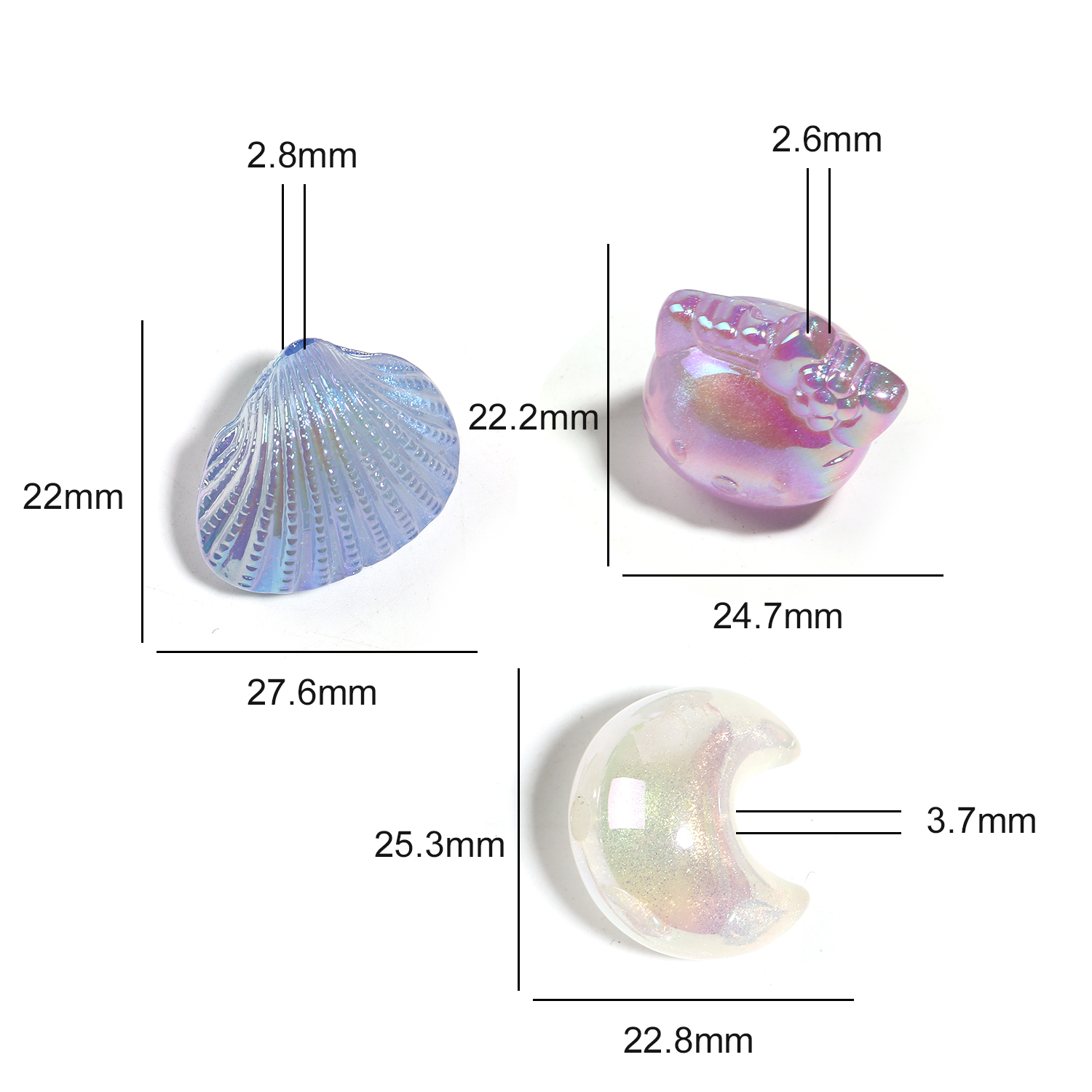 【B141】50pcs Gradient colorful shell shape beads for DIY-JPM