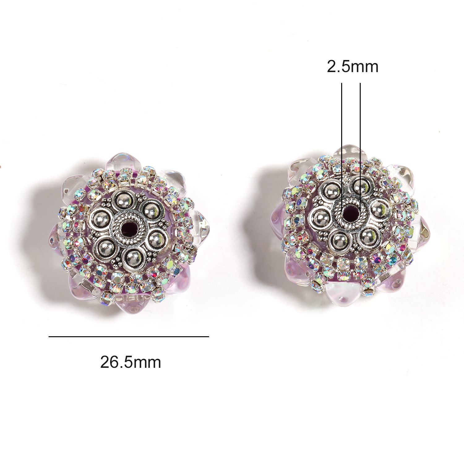 【B142】9pcs  Silver Metal Crystal Diamonds Nepal Beads For Jewelry Making Gorgeous Vintage DIY-JPM