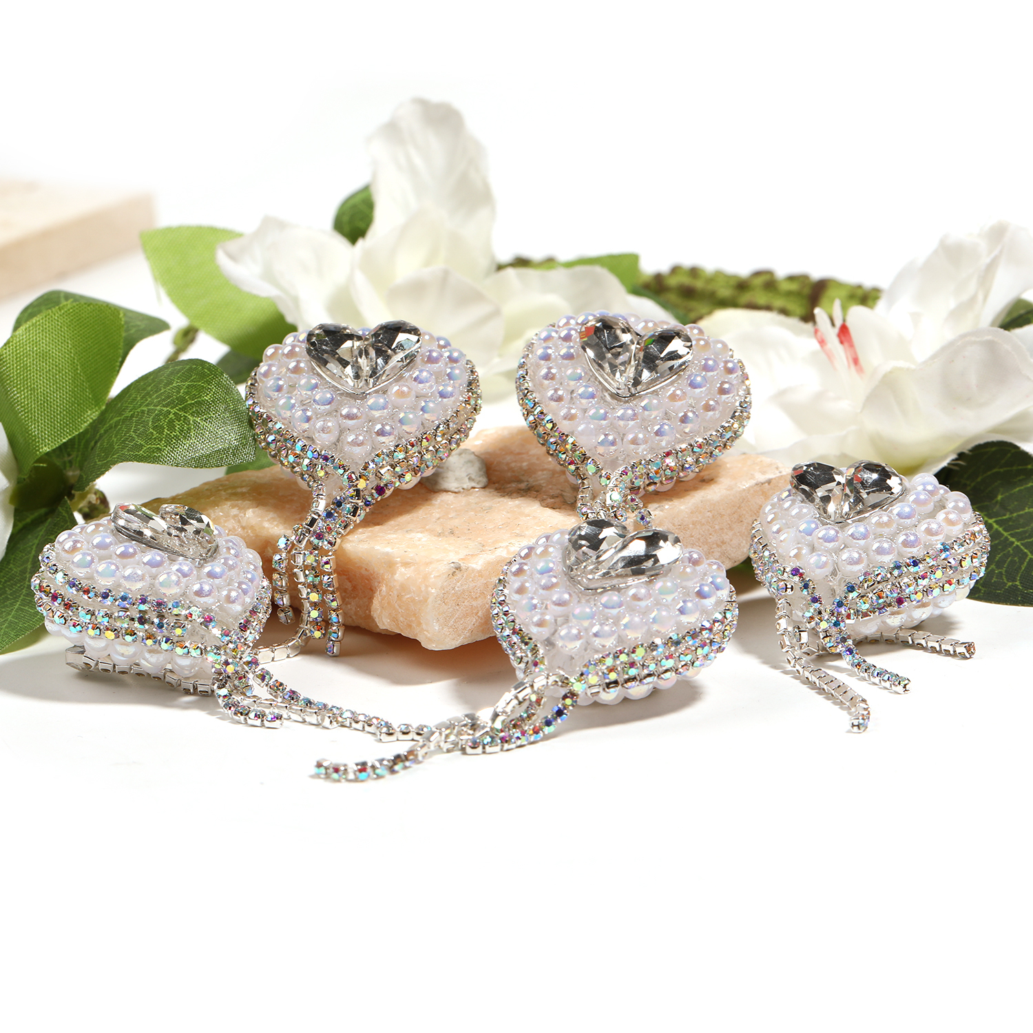 【B143】12pcs Rhinestones Diamond Love Heart -JPM