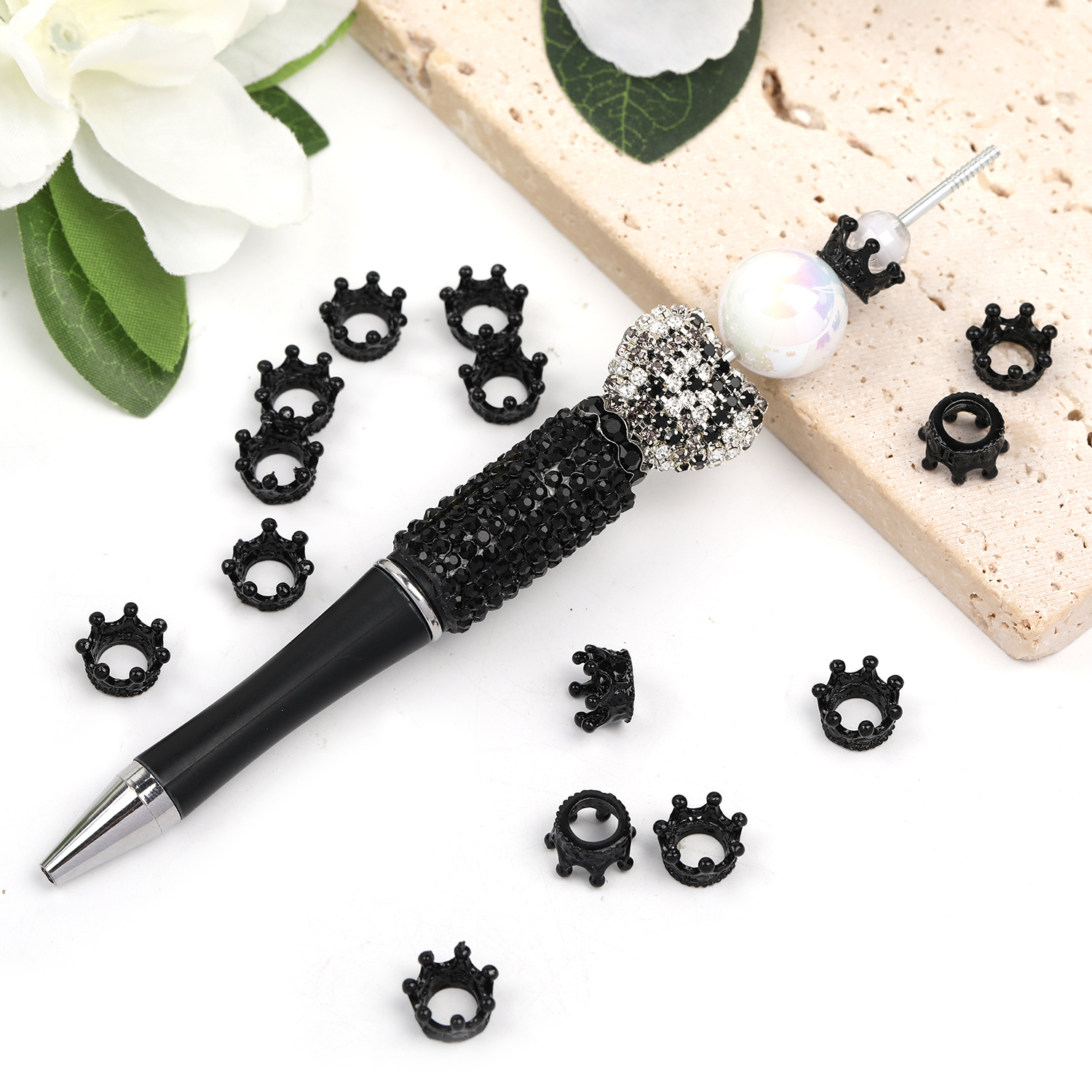 【B34】100pcs Retro alloy large hole crown bead separator flower hat accessories chain bag bead ring accessories-JPM