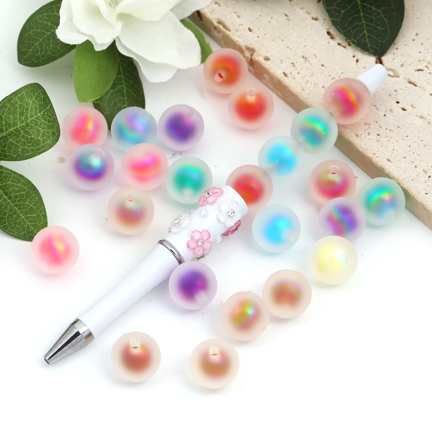 【B45】100pcs 16mm acrylic beads-in-beads homemade beaded bracelet jewelry diy -JPM