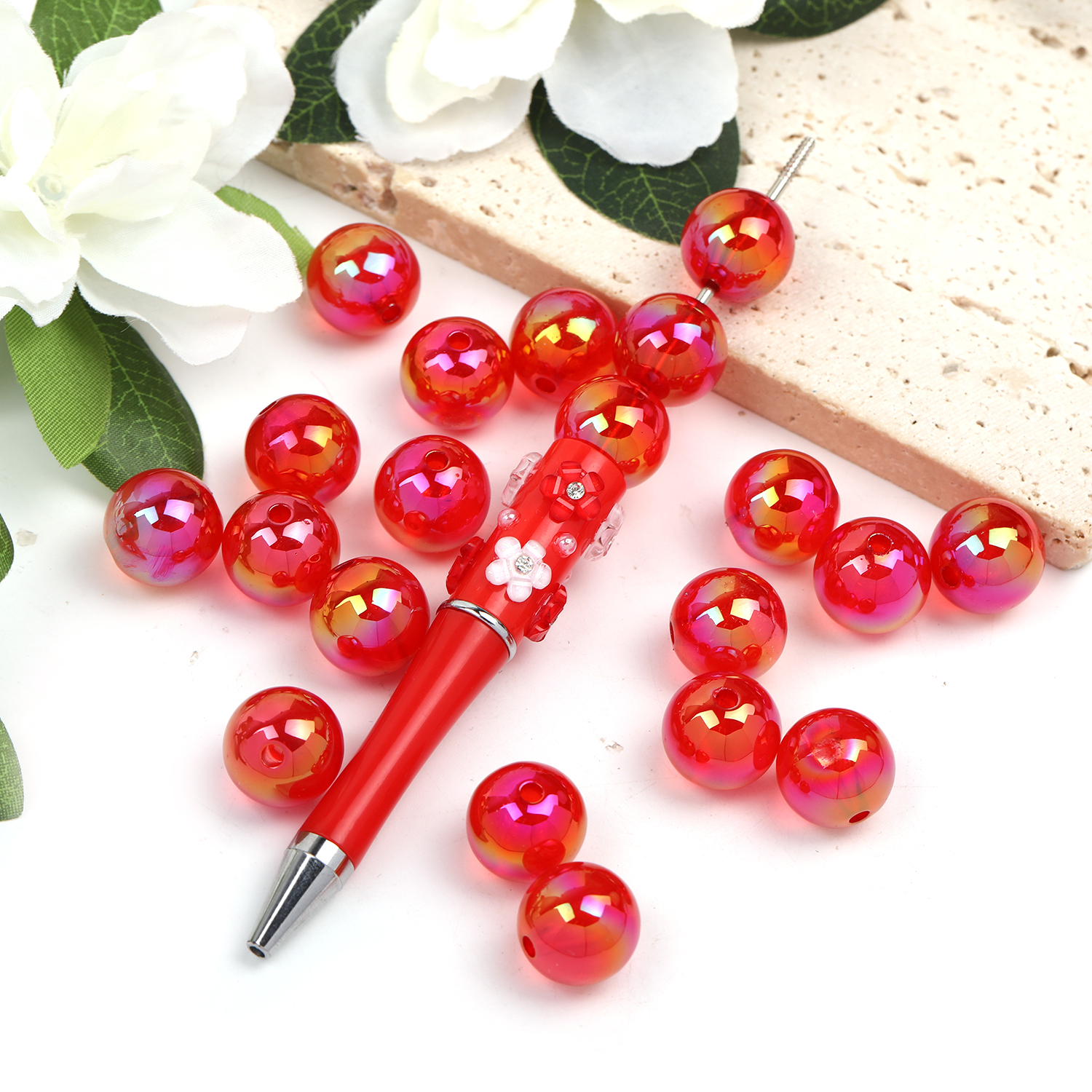 【B50】100pcs 16mm jelly uv colorful diy straight hole bracelet beaded multi-color-JPM