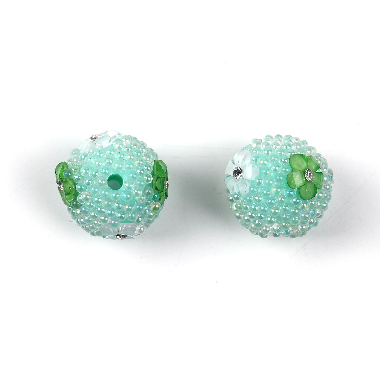 【B78】25pcs  Fancy Multicolor Sparkling Chain Flower Round Sugar Acrylic Beads-JPM