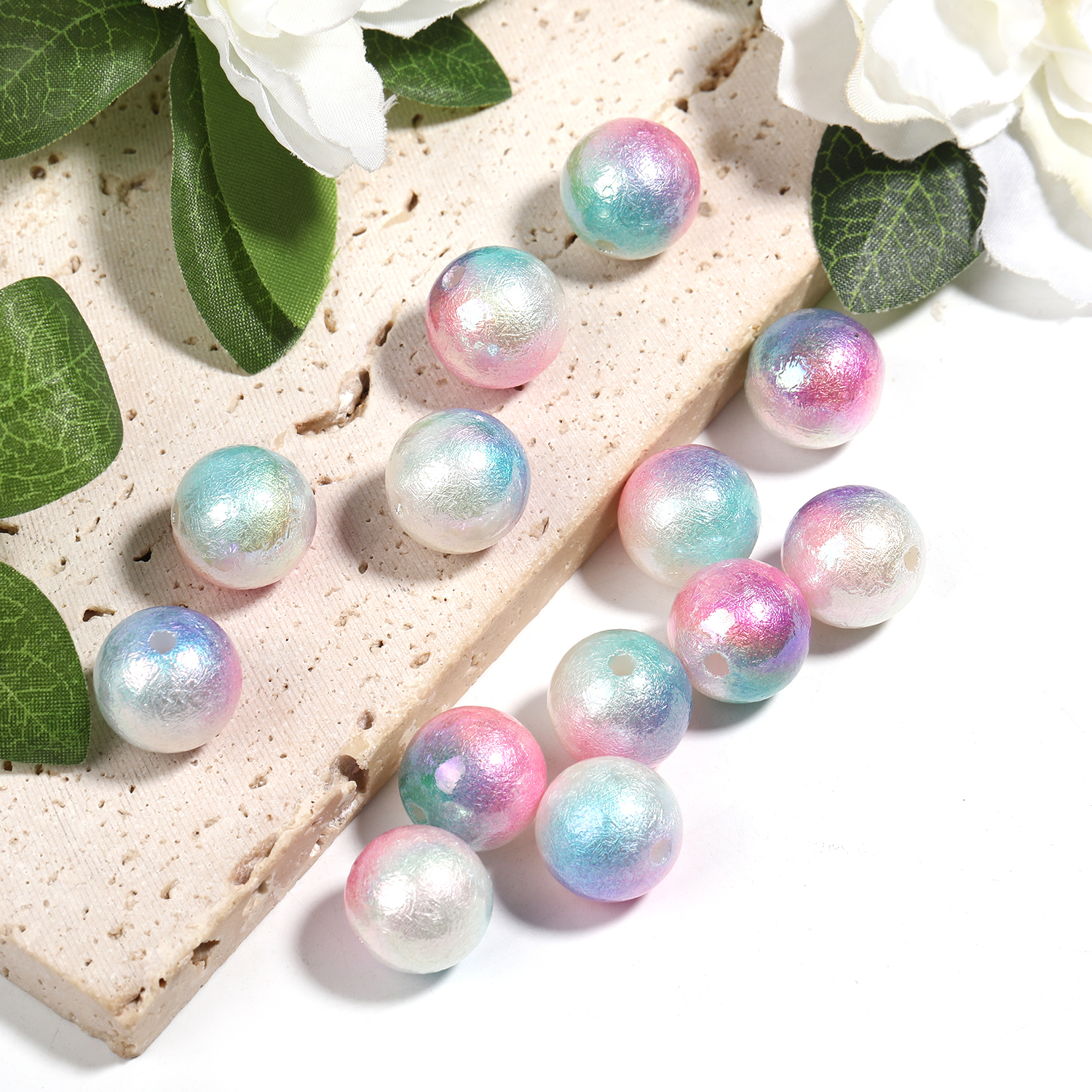 【B82】100pcs Round Colorful ABS Plastic Imitation Pearl beads -JPM