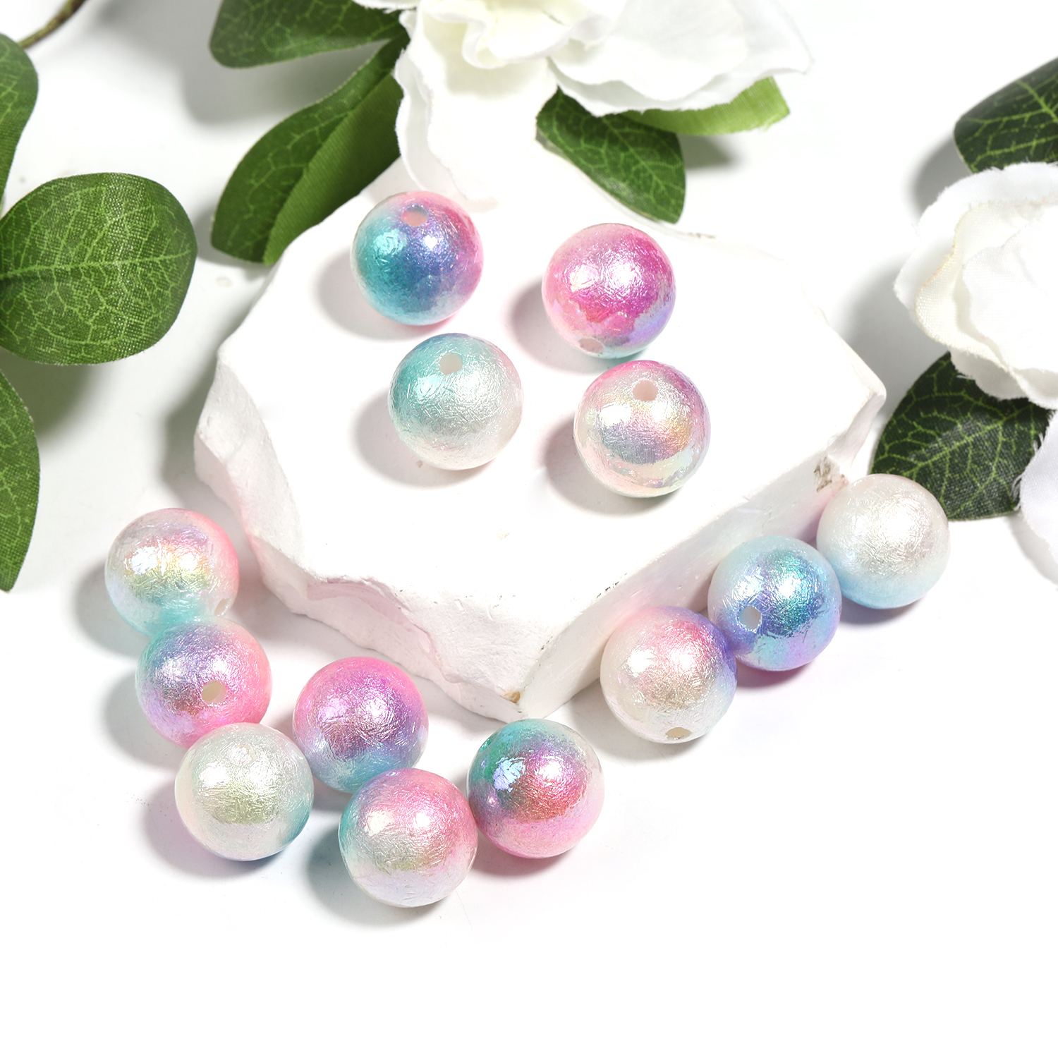 【B82】100pcs Round Colorful ABS Plastic Imitation Pearl beads -JPM