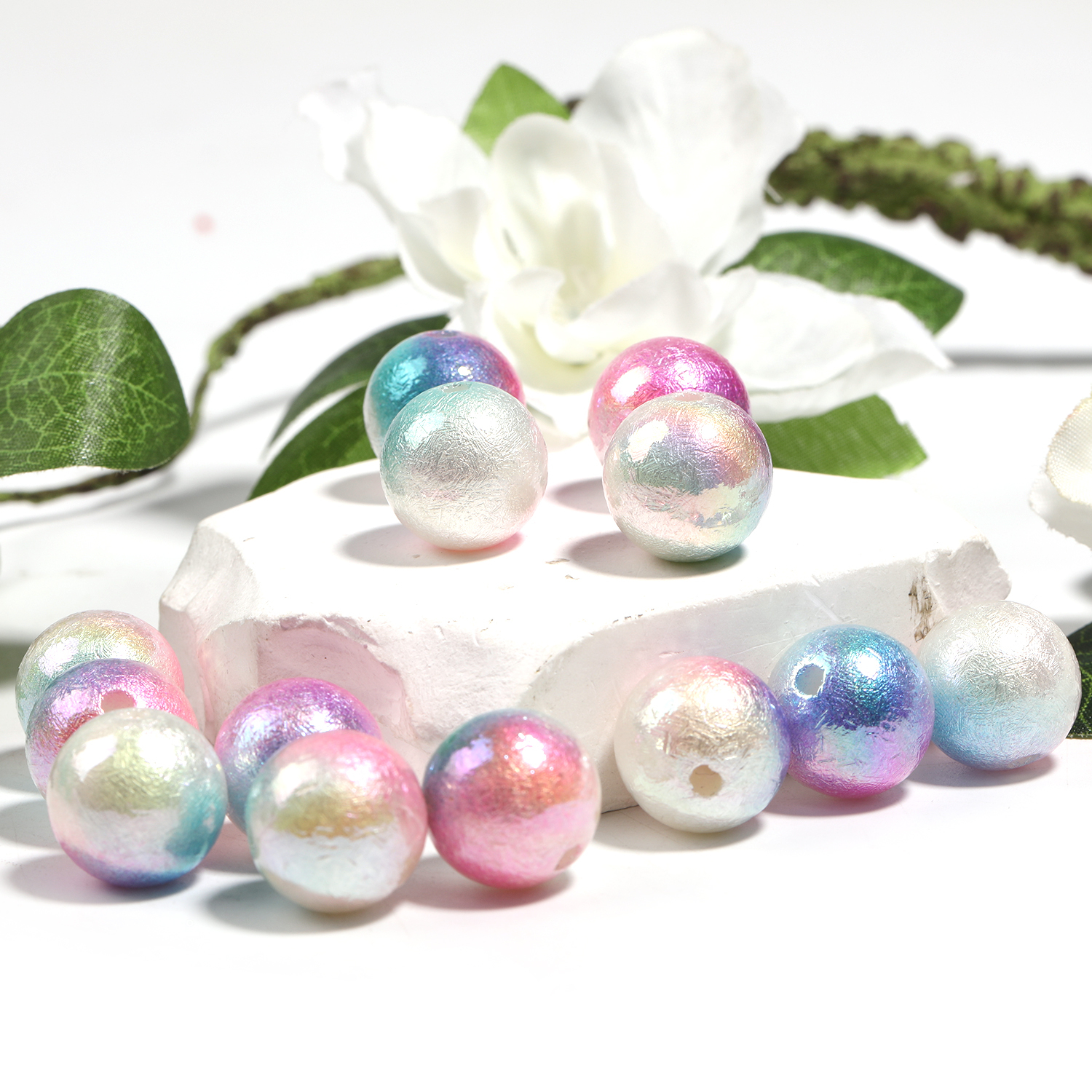 【B82】100pcs Round Colorful ABS Plastic Imitation Pearl beads -JPM