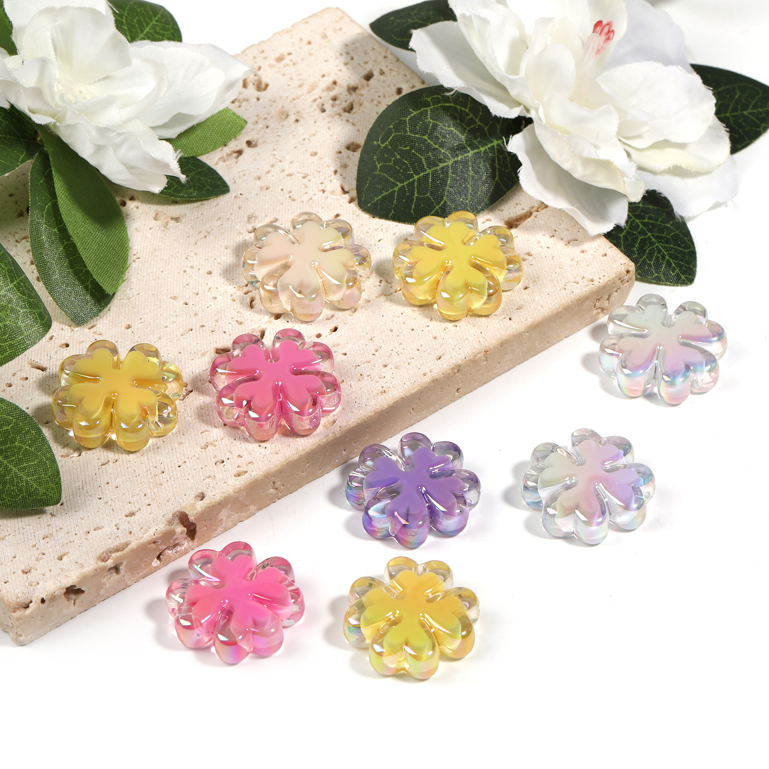 【B83】50pcs  Acrylic Flower Beads for  DIY Jewelry -JPM